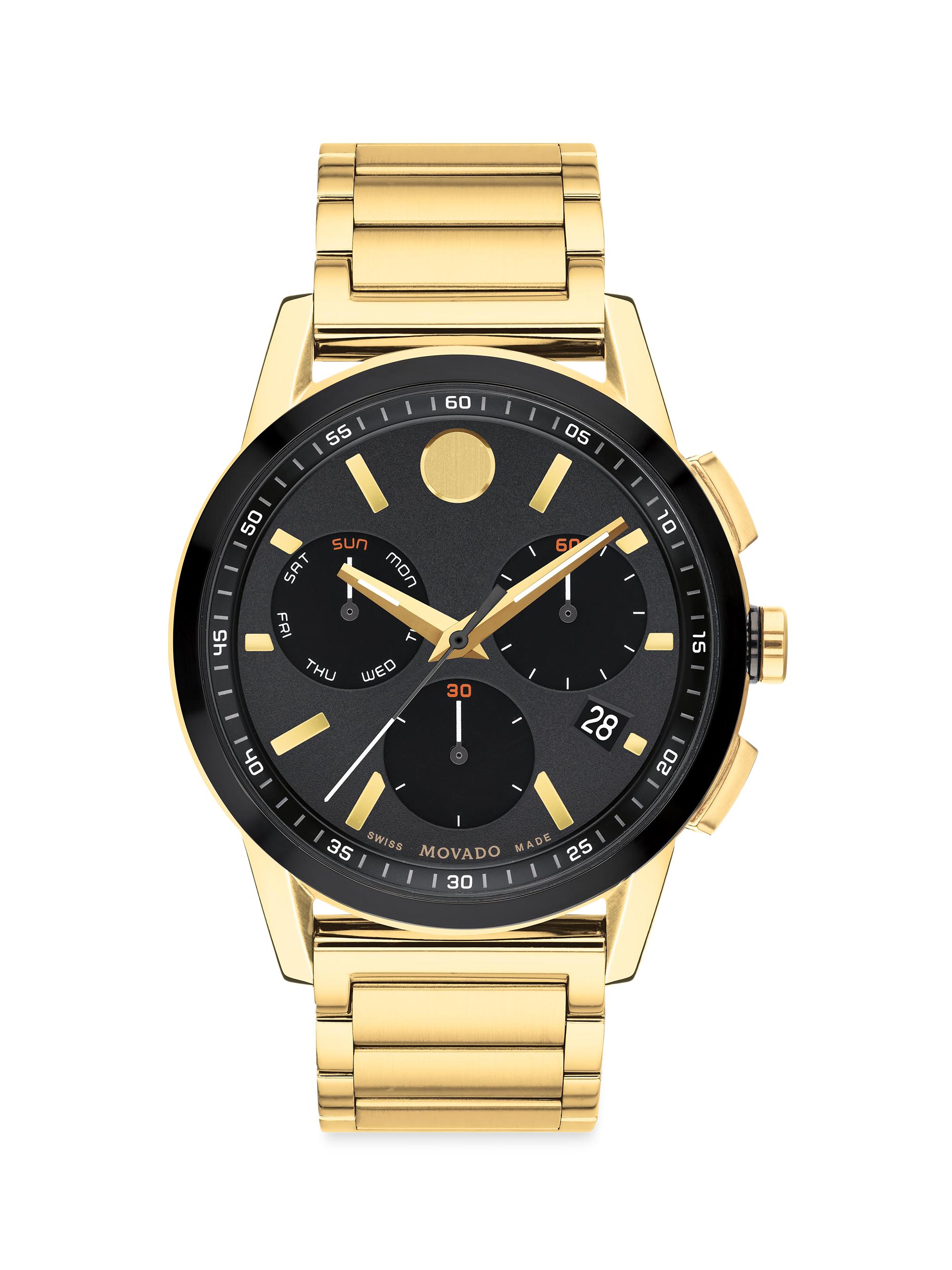 Versace 45MM Greca Extreme Chrono Yellow Gold Watch | Saks Fifth