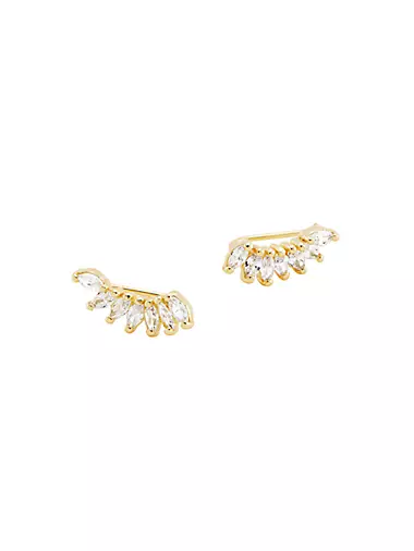 Isa 14K Gold-Plated & Cubic Zirconia Ear Climbers