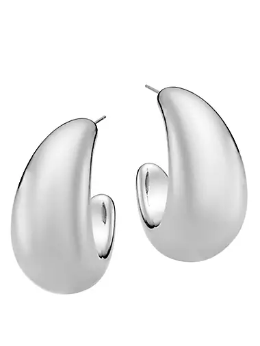 Tsuki Sterling Silver Tapered Hoop Earrings