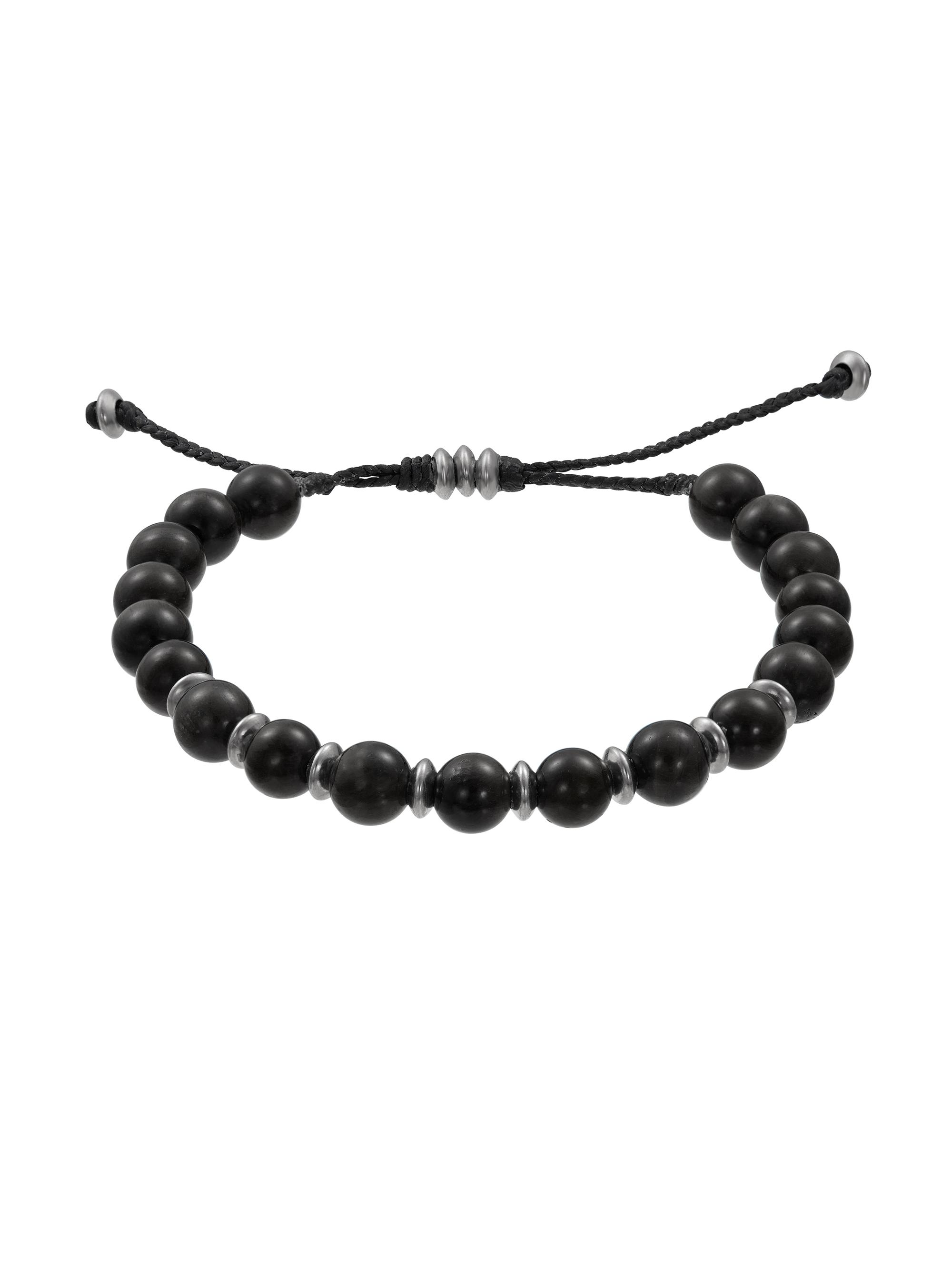 Jan Leslie Men's Agate Beaded Cord Bracelet - Black