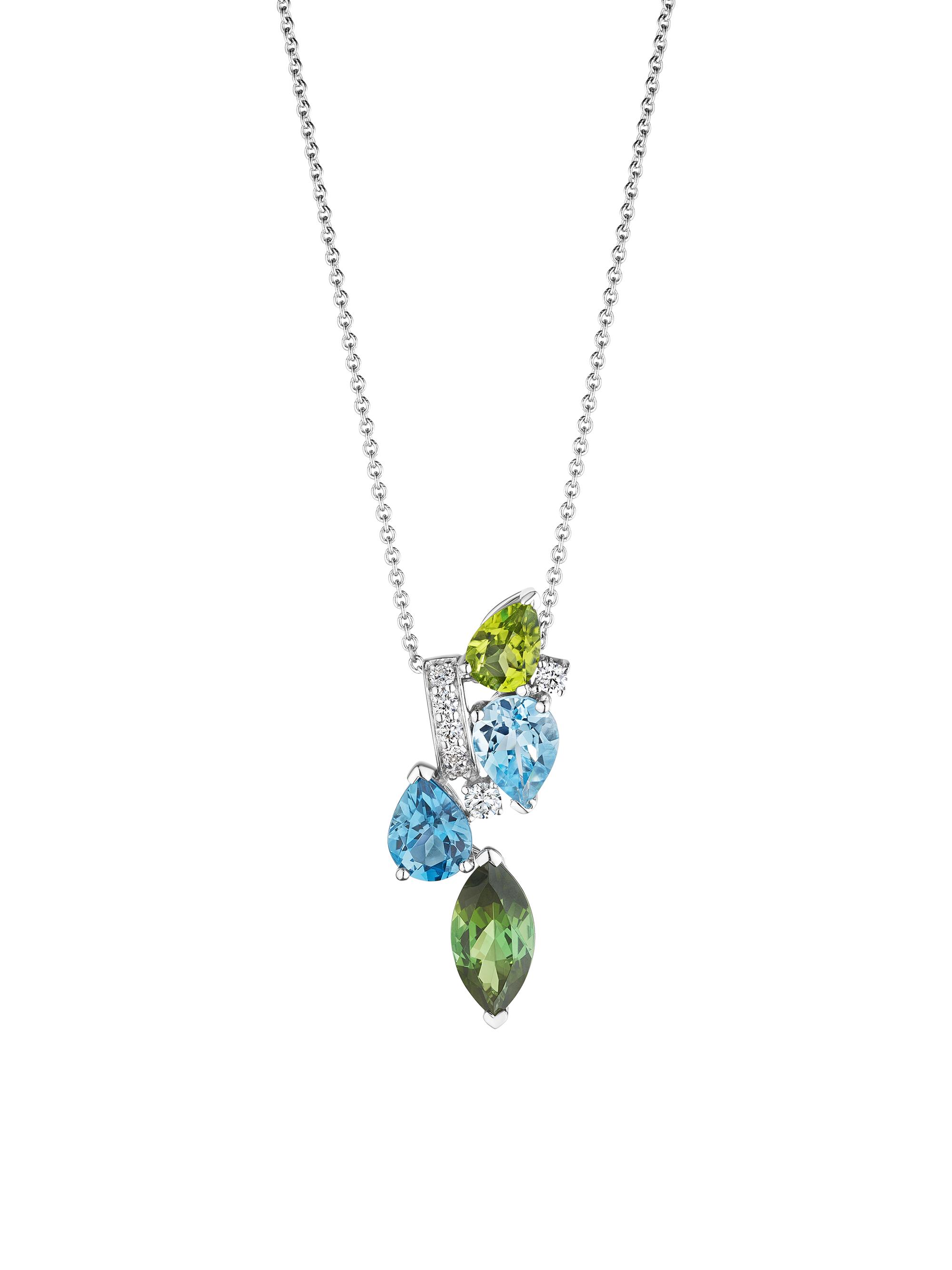 Hueb Women's Amazonia 18K White Gold, Peridot & Multi-Gemstone Cluster Pendant Necklace - White Gold