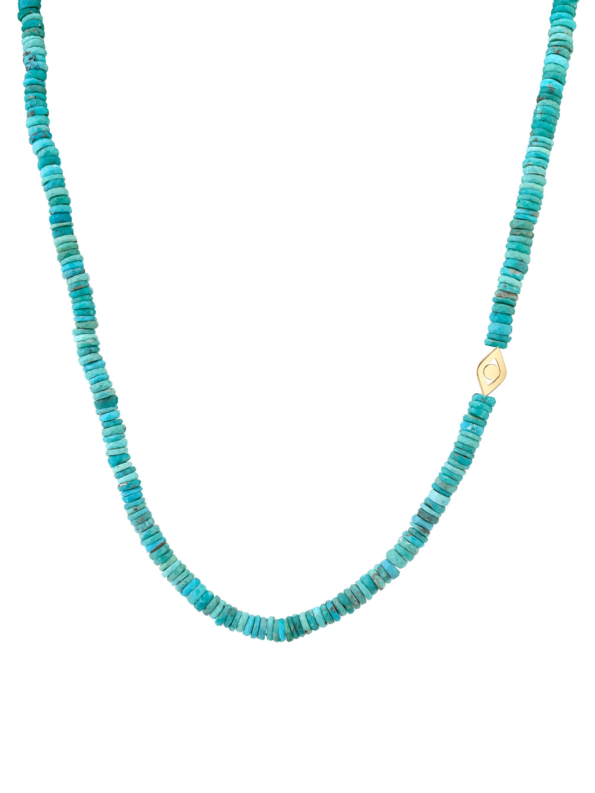 Sydney Evan Women's 14K Yellow Gold & Turquoise Bead Evil Eye Charm Necklace - Blue