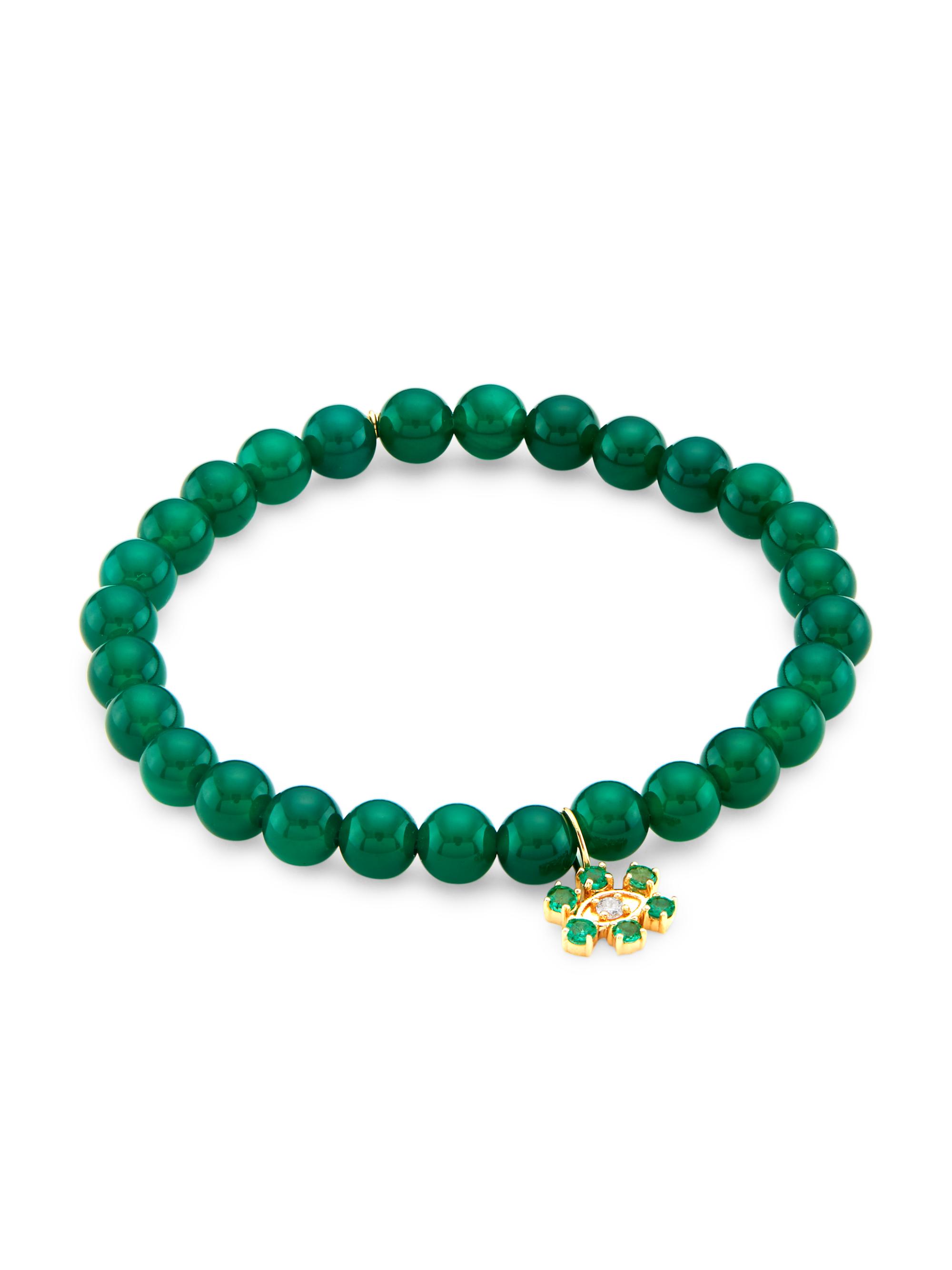 Sydney Evan Women's 14K Gold, Diamond & Emerald Flower Pendant Necklace - Emerald