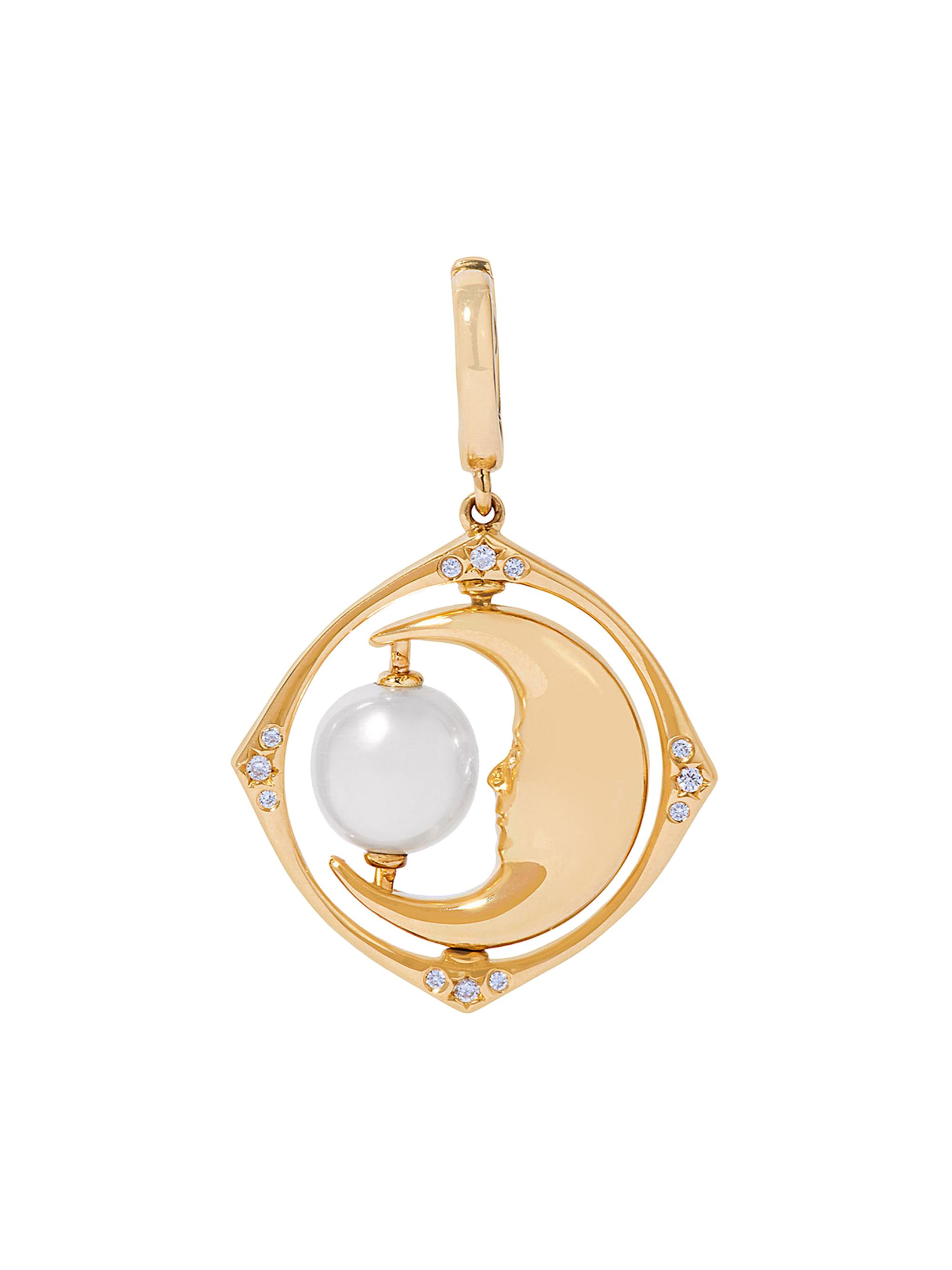 Annoushka Women's Mythology 18K Yellow Gold, Pearl & 0.12 TCW Diamonds Mini Moon Charm Pendant
