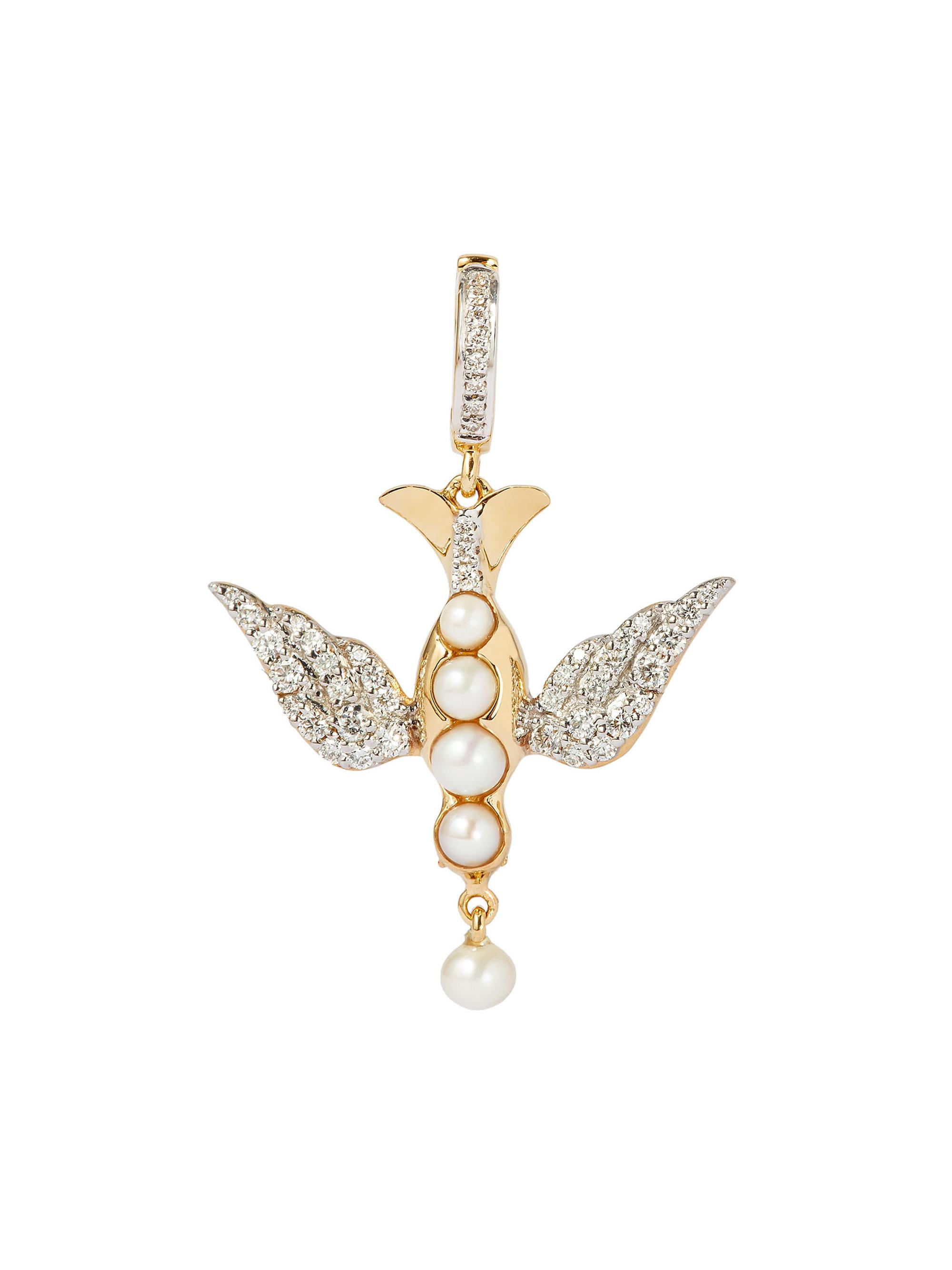 Annoushka Women's  X Temperley 18K Yellow Gold, White Rhodium, Pearl & 0.25 TCW Diamond Lovebirds Charm Pendant