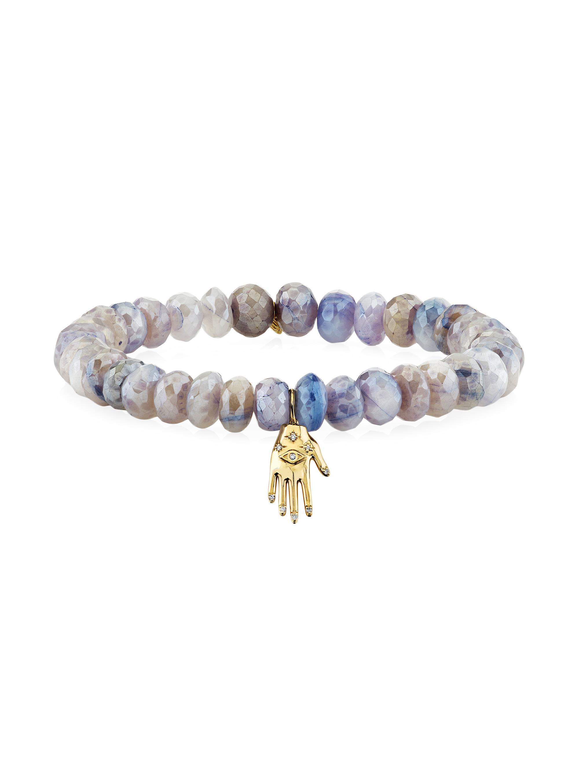 Sydney Evan Women's 14K Yellow Gold, Lavender Moonstone & 0.04 TCW Diamond Beaded Stretch Bracelet