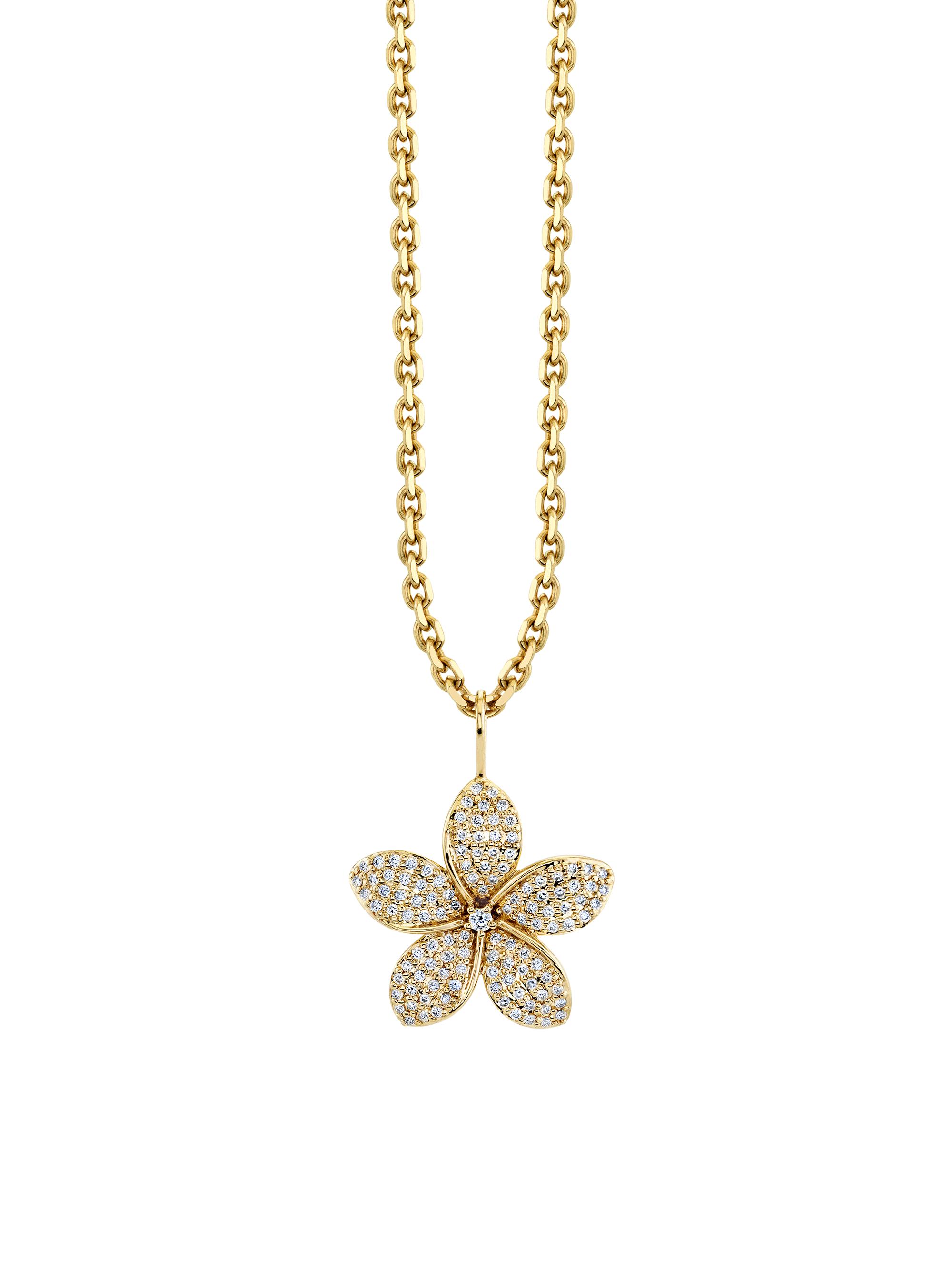 Sydney Evan Women's Plumeria 14K Gold & Diamond Pendant Necklace - Gold