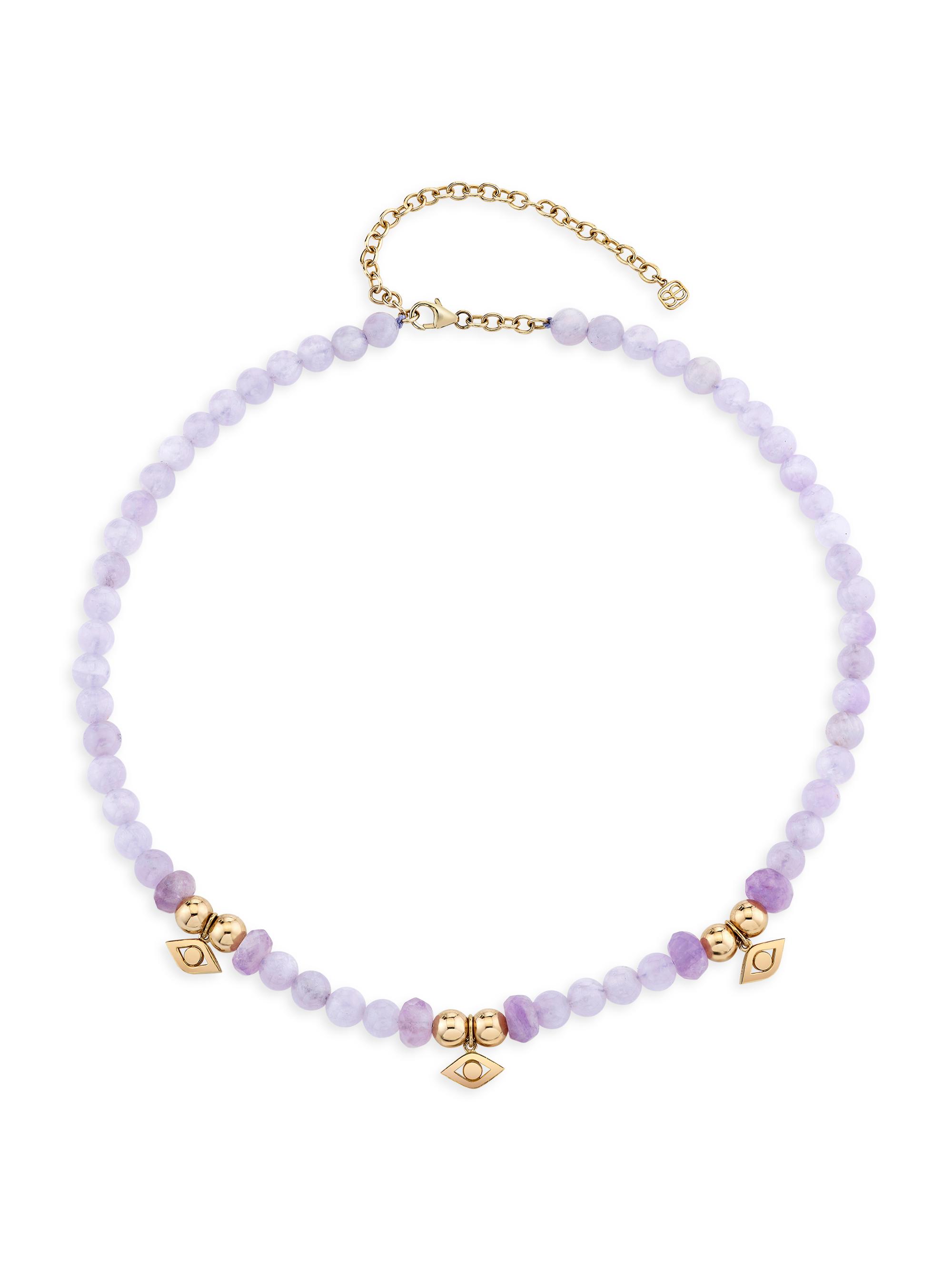 Sydney Evan Women's Evil Eye 14K Gold & Amethyst Necklace - Purple
