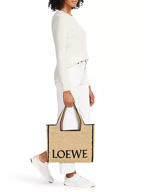 Loewe Large Logo Raffia Basket Bag
