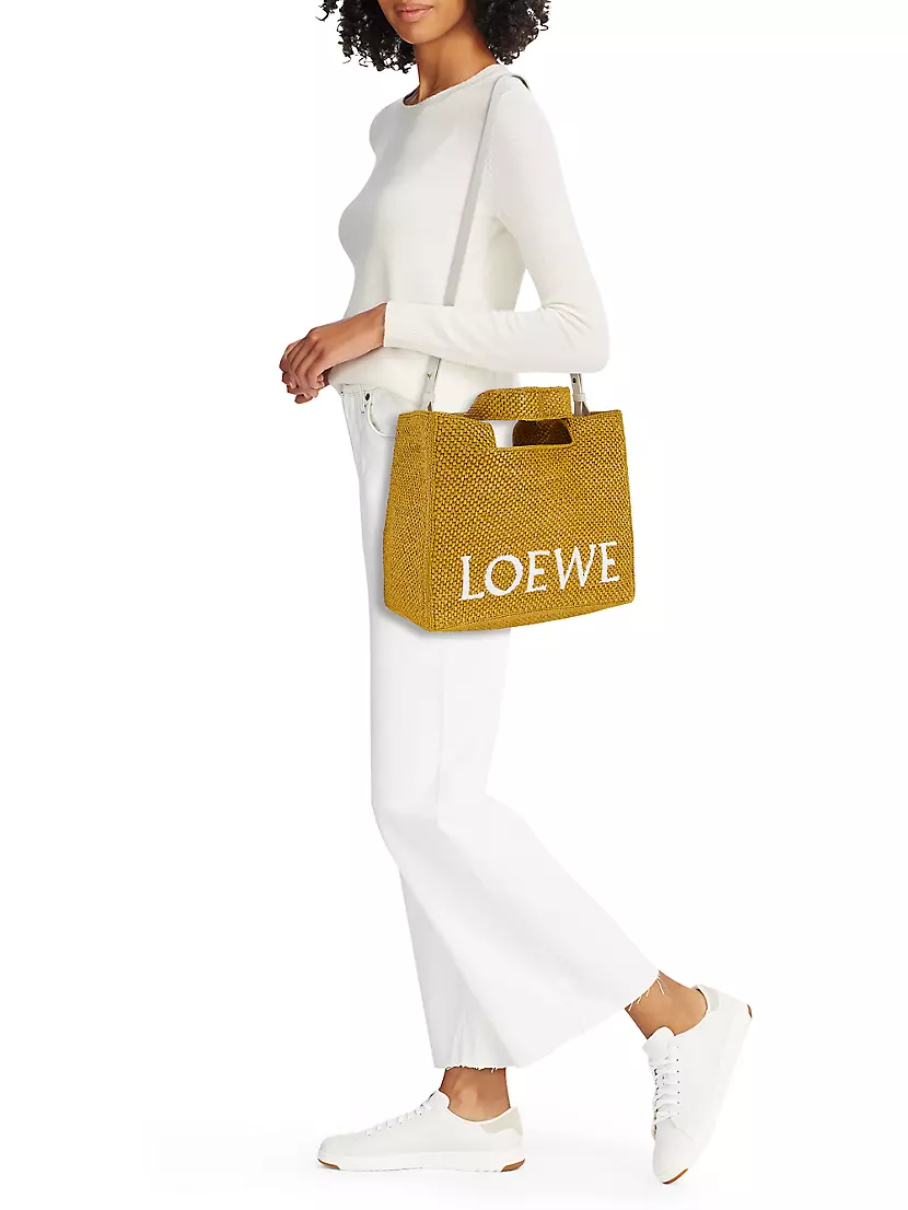 Shop LOEWE Blended Fabrics 2WAY Crossbody Logo Straw Bags