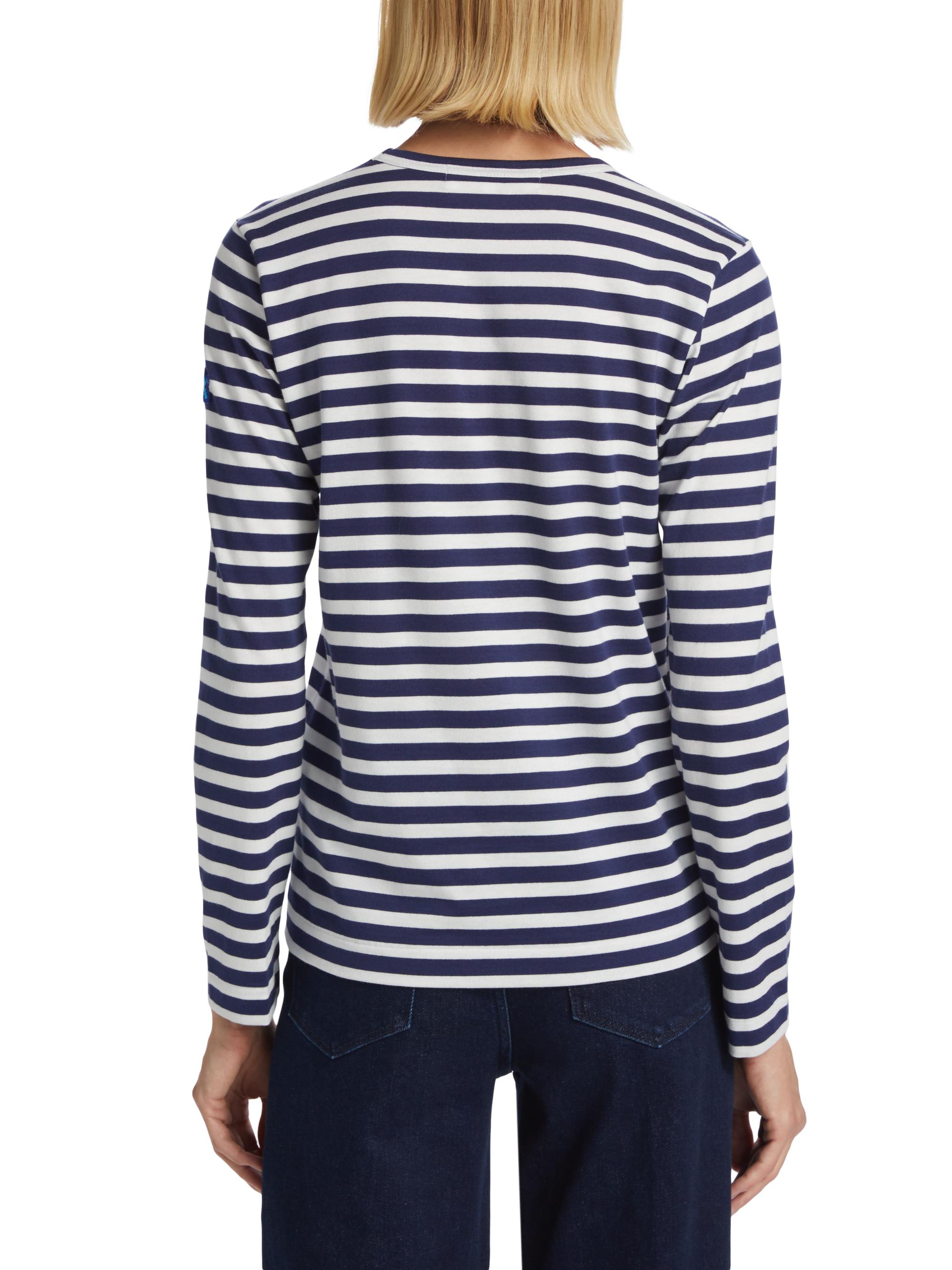 Comme des Garçons PLAY Women's Long-Sleeve Striped Cotton T-Shirt - Blue White Stripes | Thumbnail 4