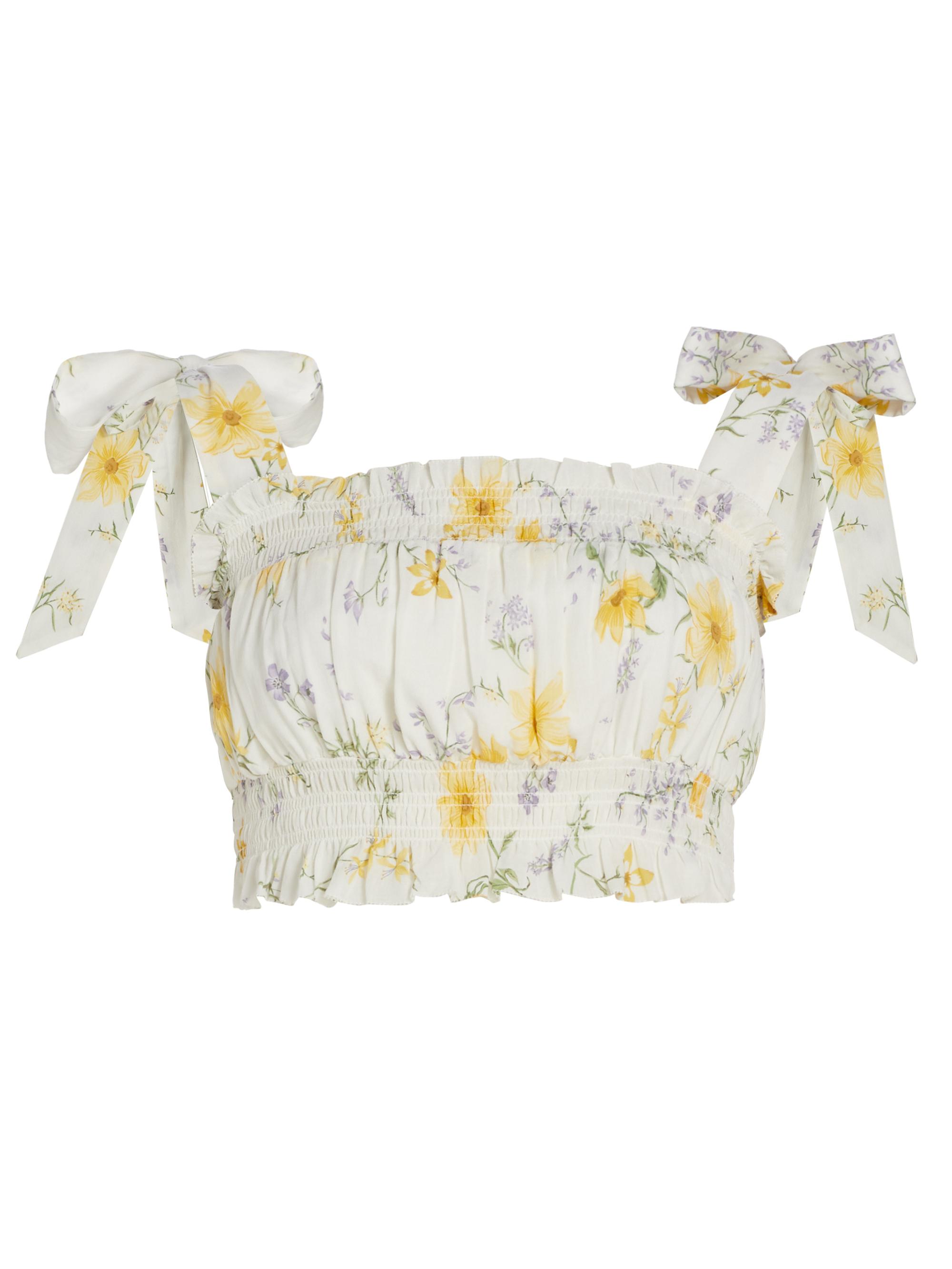 Kivari Women's Adaline Floral-Printed Crop Top - Yellow Floral