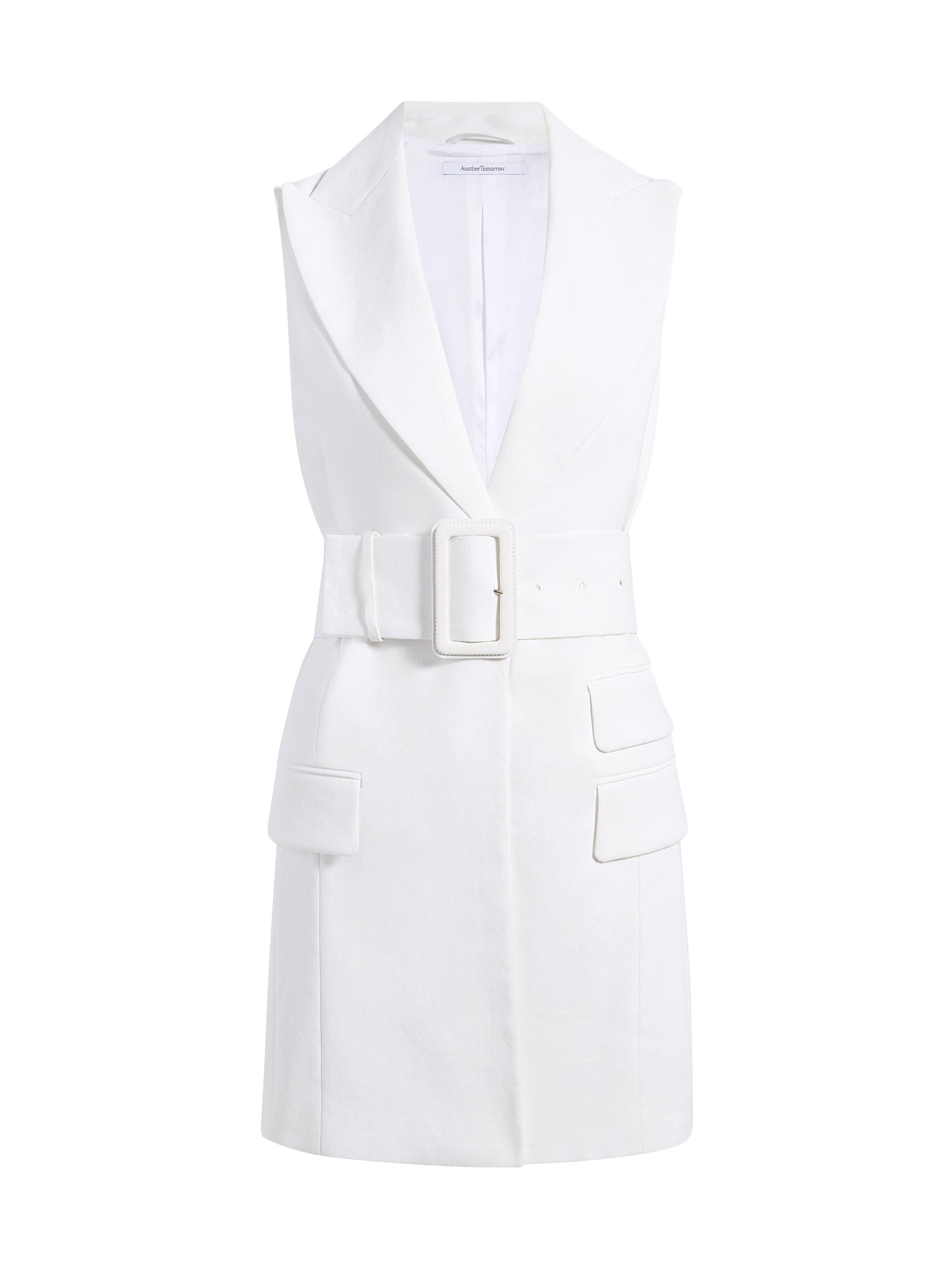 Another Tomorrow Women's Belted Single-Breasted Vest - Off White