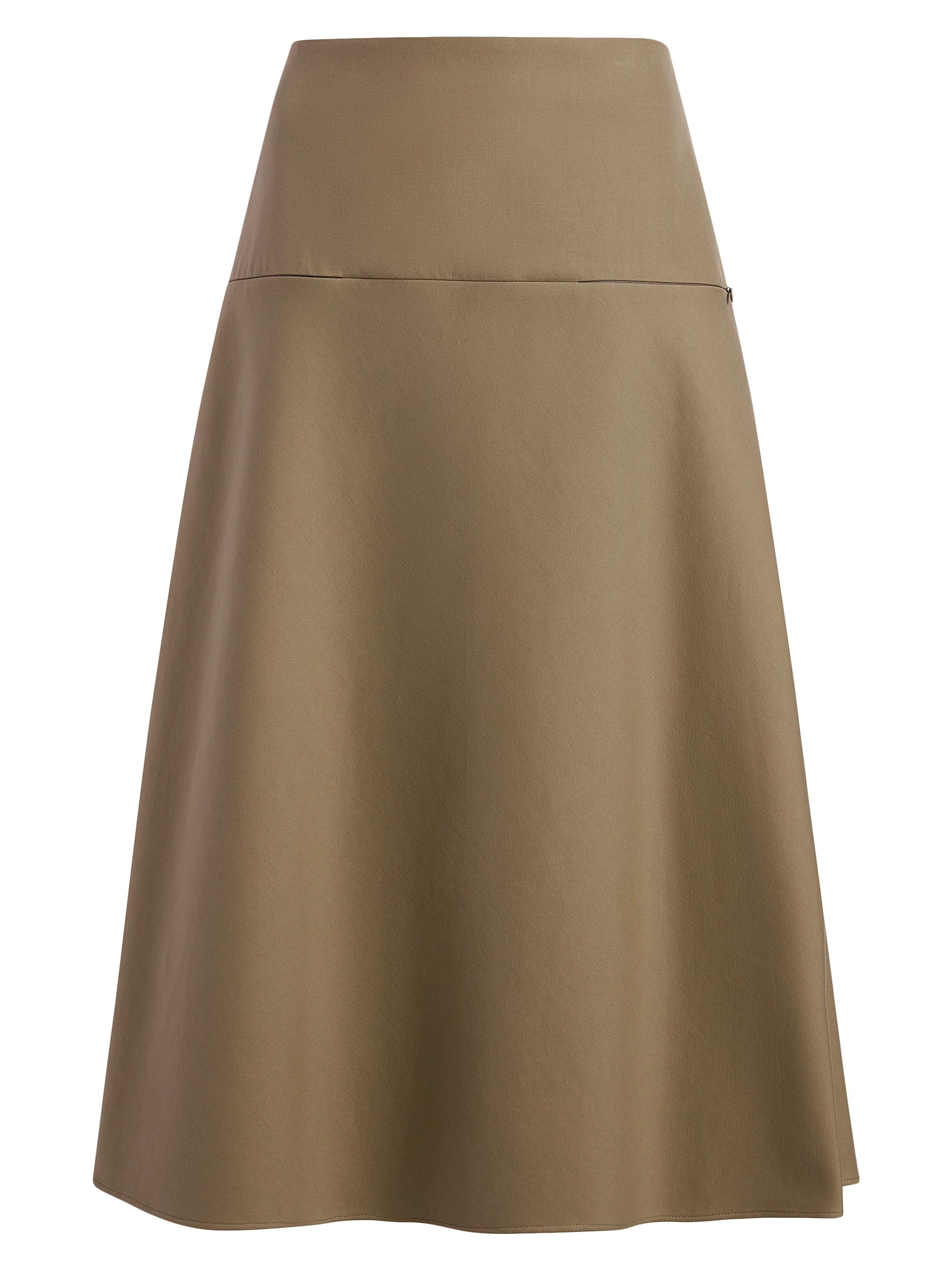 Another Tomorrow Women's Pleated Asymmetric Midi-Skirt - Olive Black