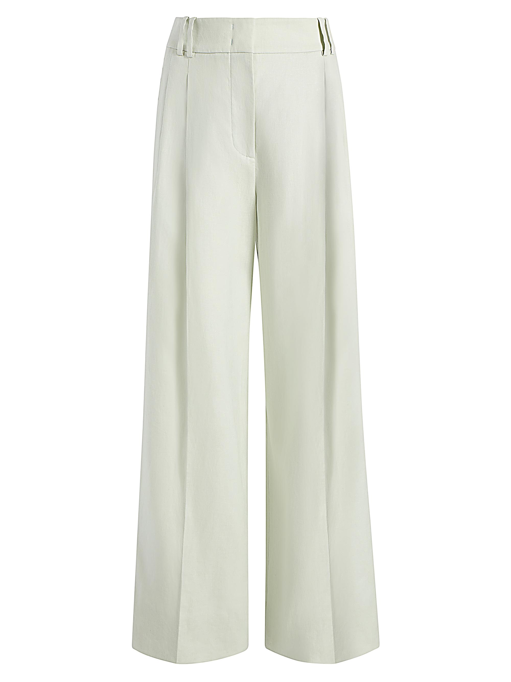 Another Tomorrow Women's Wide-Leg Linen Trousers - Silt Green