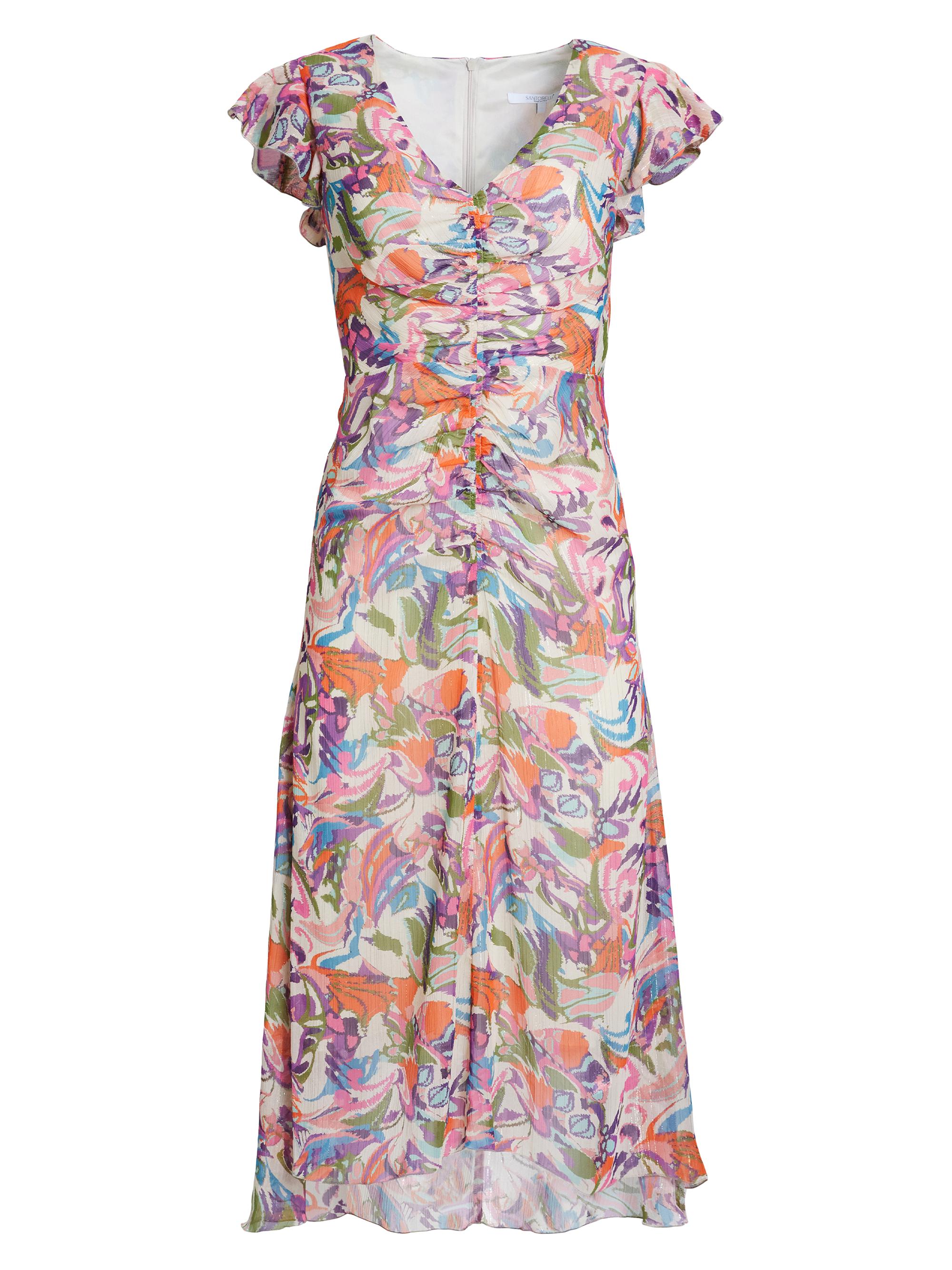 Santorelli Women's Avery Flutter-Sleeve Maxi Dress - Capri Multi