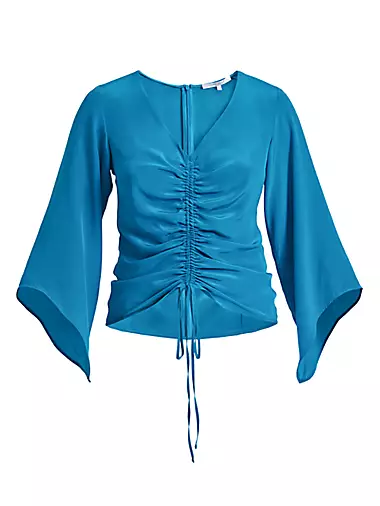 Raven Ruched Silk Blouse