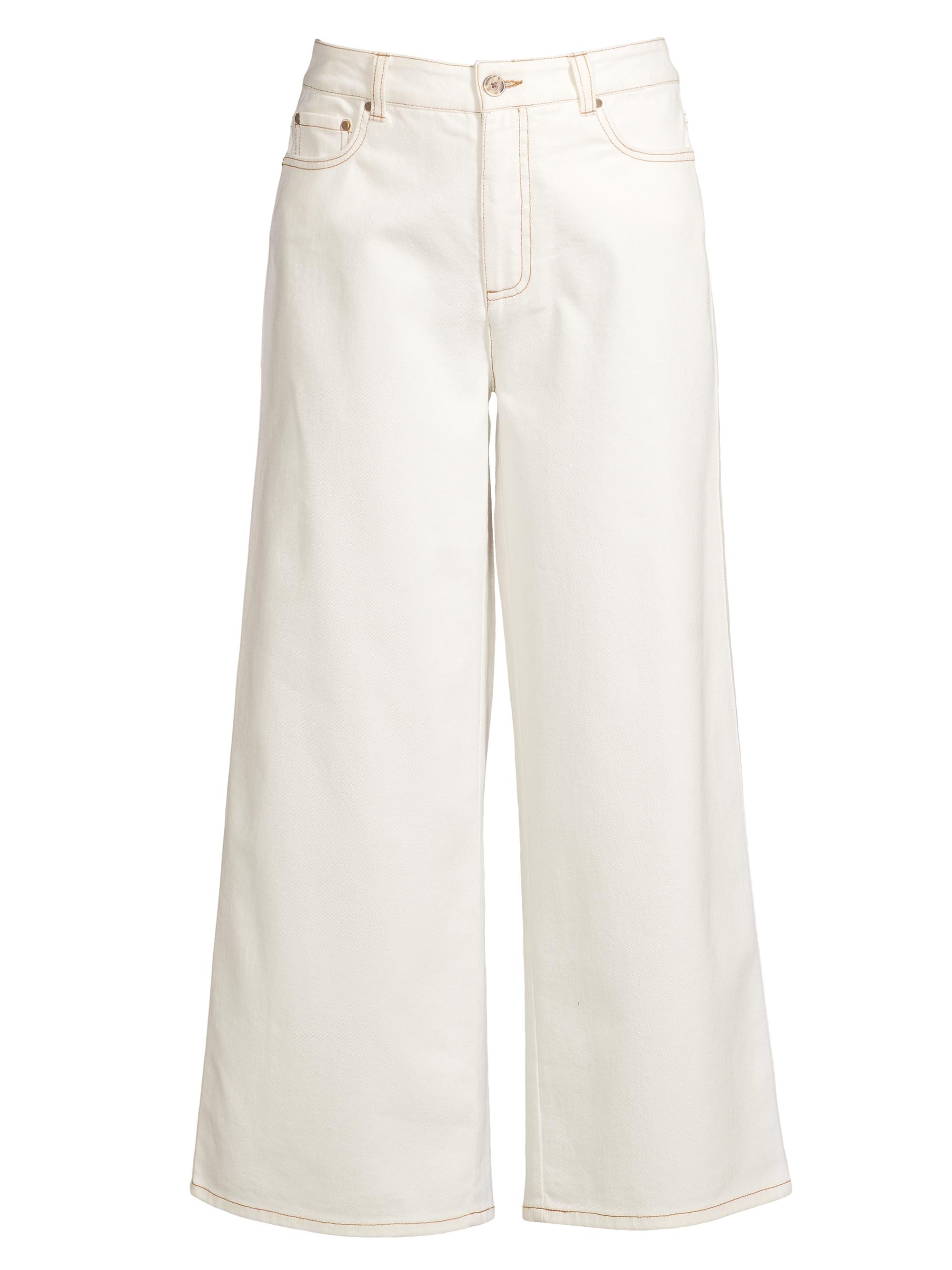 Frances Valentine Women's Sally High-Rise Cropped Wide-Leg Jeans - White