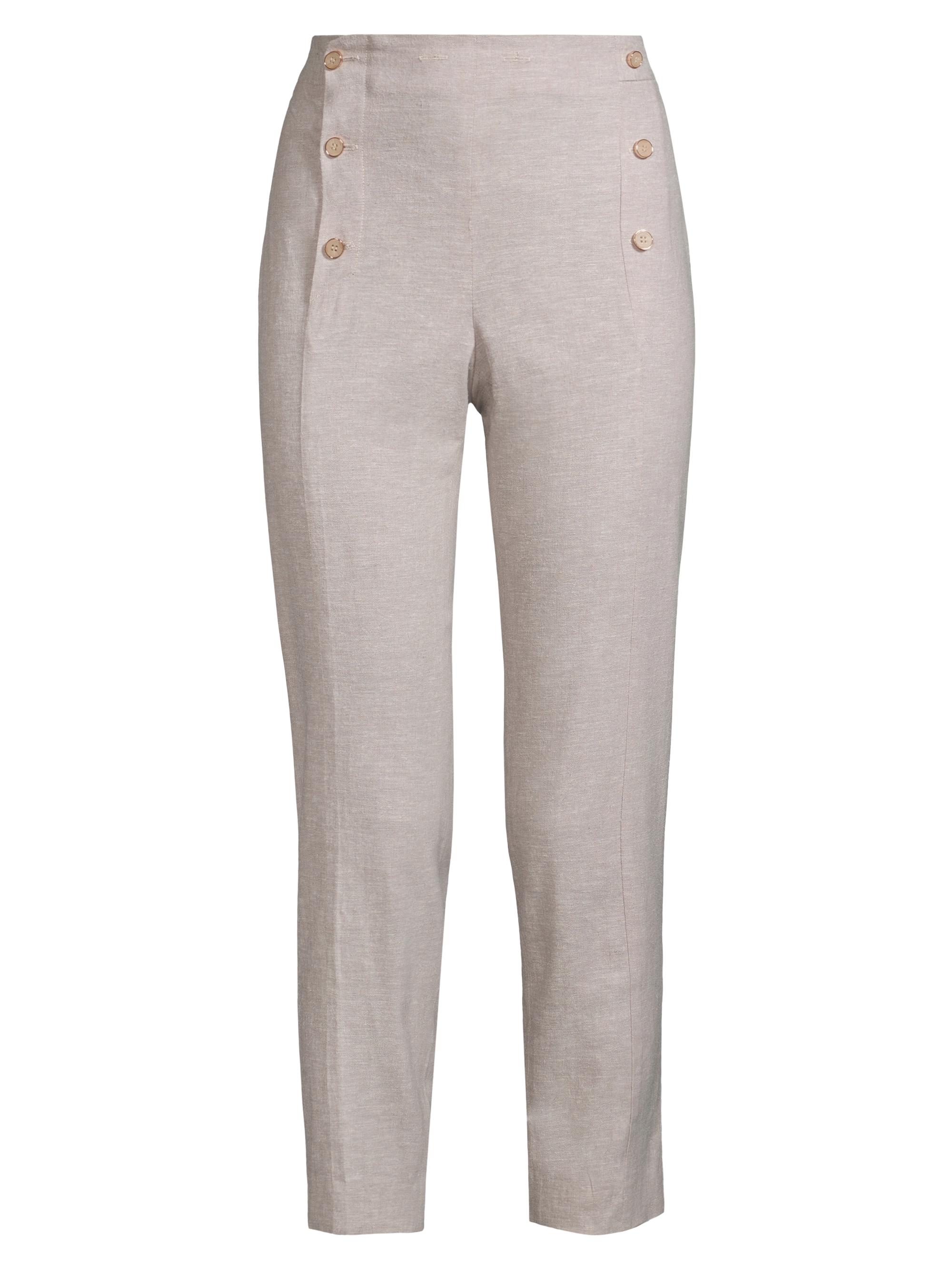 Donna Karan New York Women's Straight-Leg Linen-Blend Sailor Pants - Tan