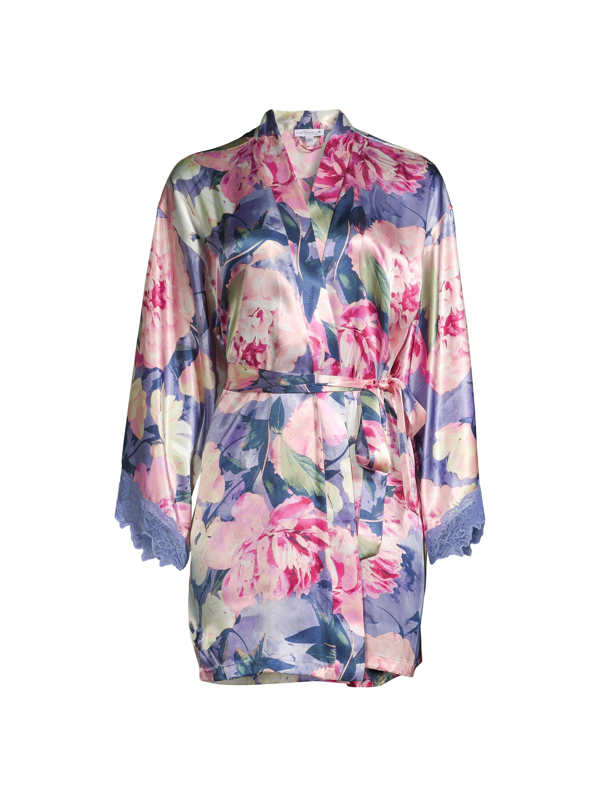 In Bloom Women's Claudia Belted Floral Robe - Horizon Blue