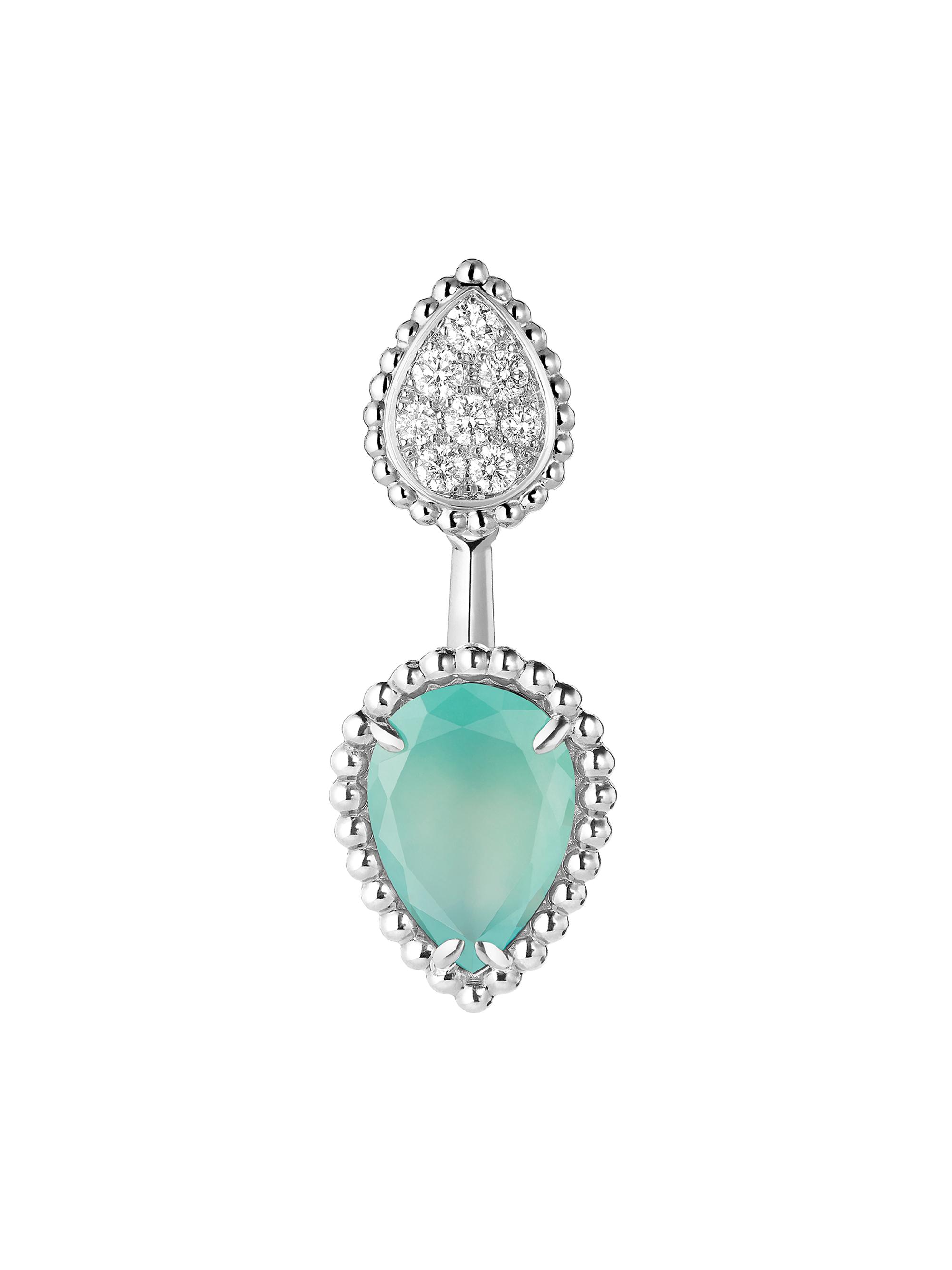 Boucheron Women's Serpent Bohème 18K White Gold, Aquaprase & 0.16 TCW Diamond Single Ear Jacket - White Gold