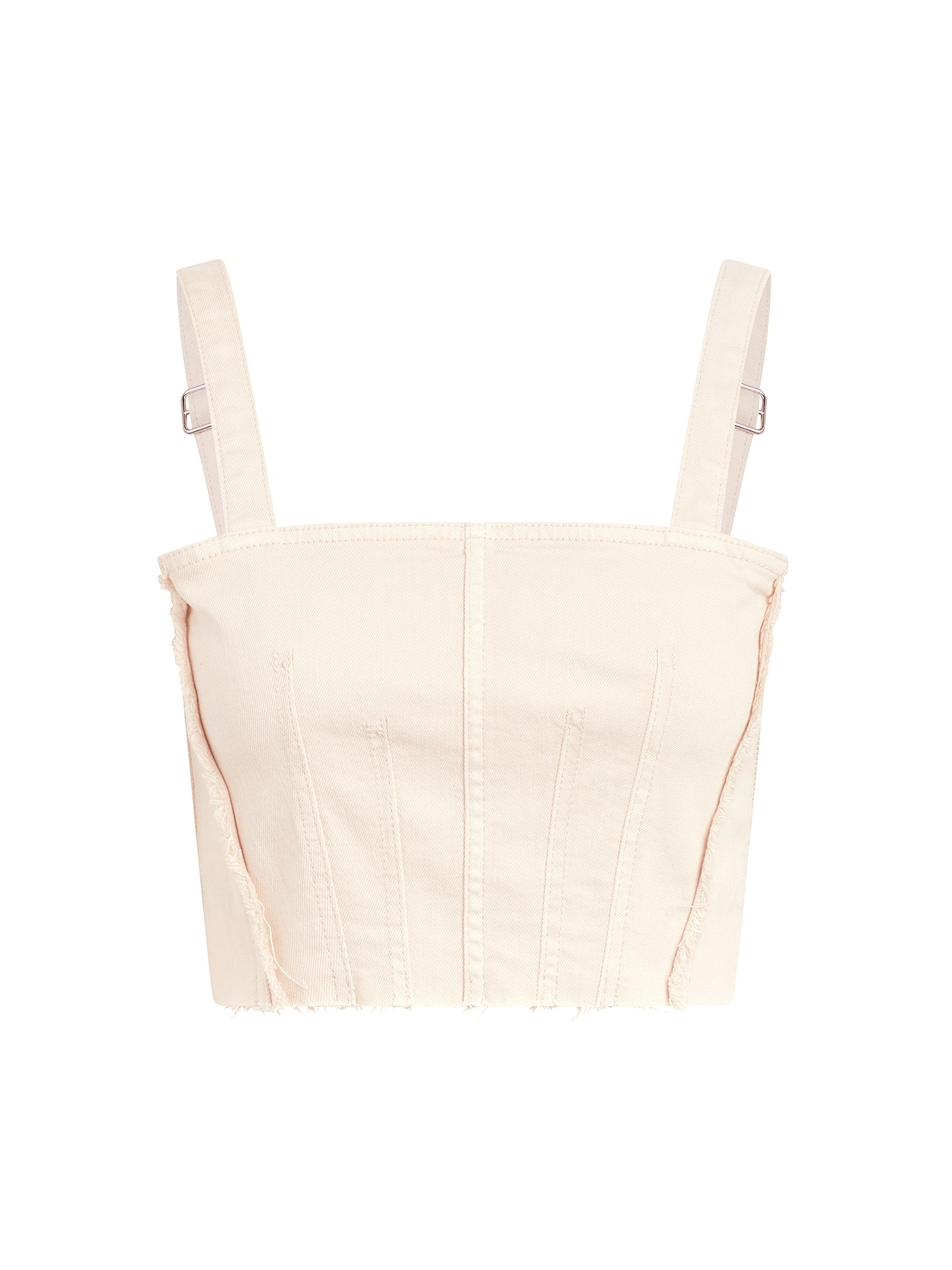 Hudson Jeans Women's Cropped Denim Corset Top - Ecru