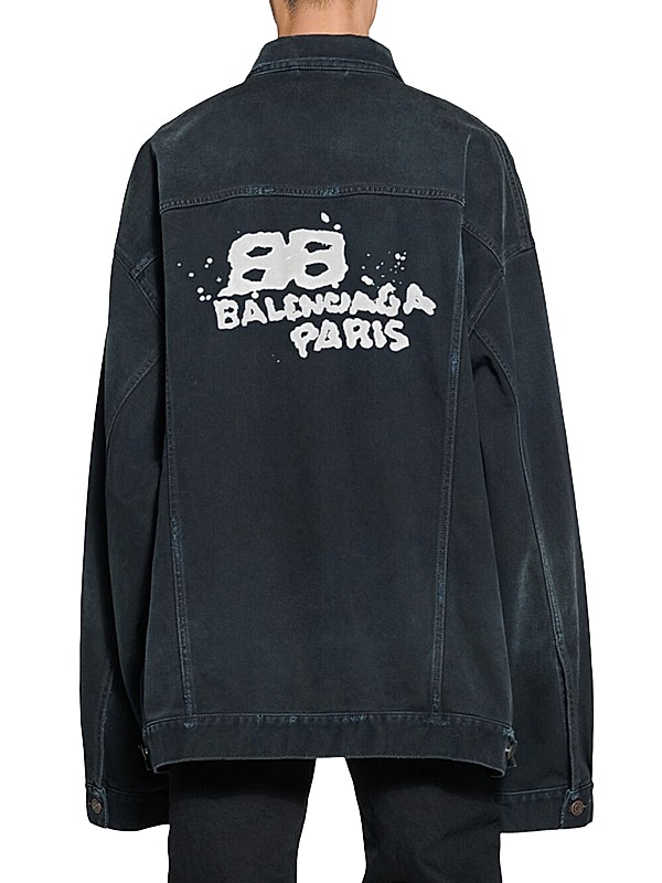 Shop Balenciaga Hand Drawn BB Icon Oversized Jacket | Saks Shop Balenciaga Hand Drawn BB Icon Oversized Jacket | Saks