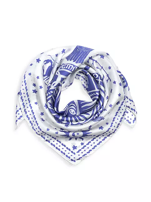 Louis Vuitton Blue/White Monogram Stars Linen/Silk Stole Scarf