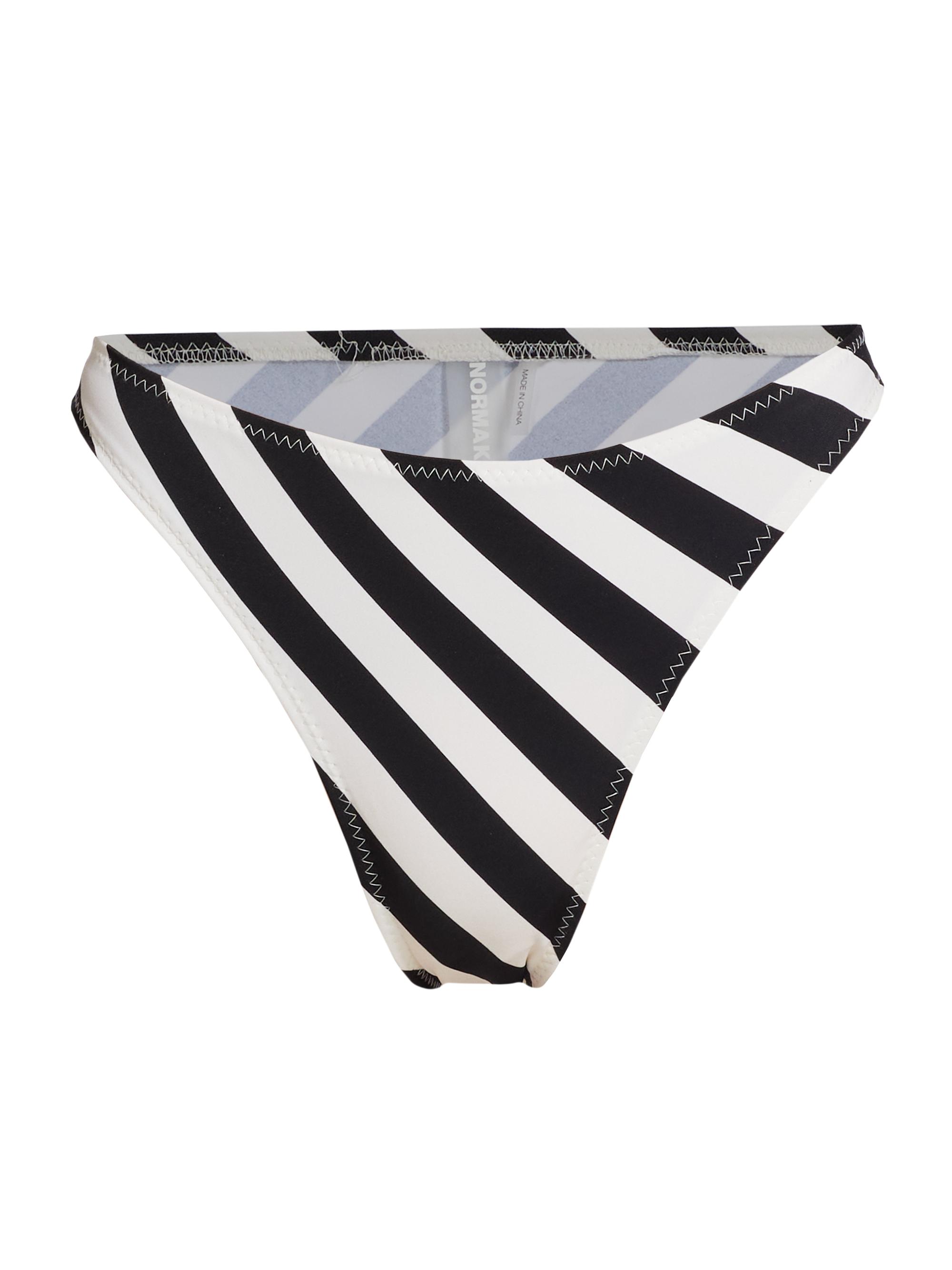 Norma Kamali Women's Luca Striped High-Waist Bikini Bottom - Three Quarter Stripe