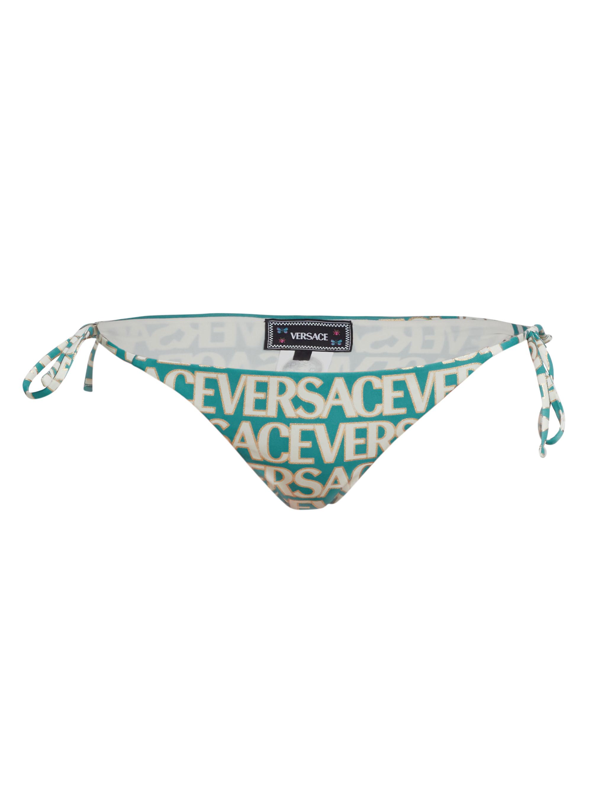 Versace Women's On Repeat Logo Bikini Bottom - Turquoise Avory