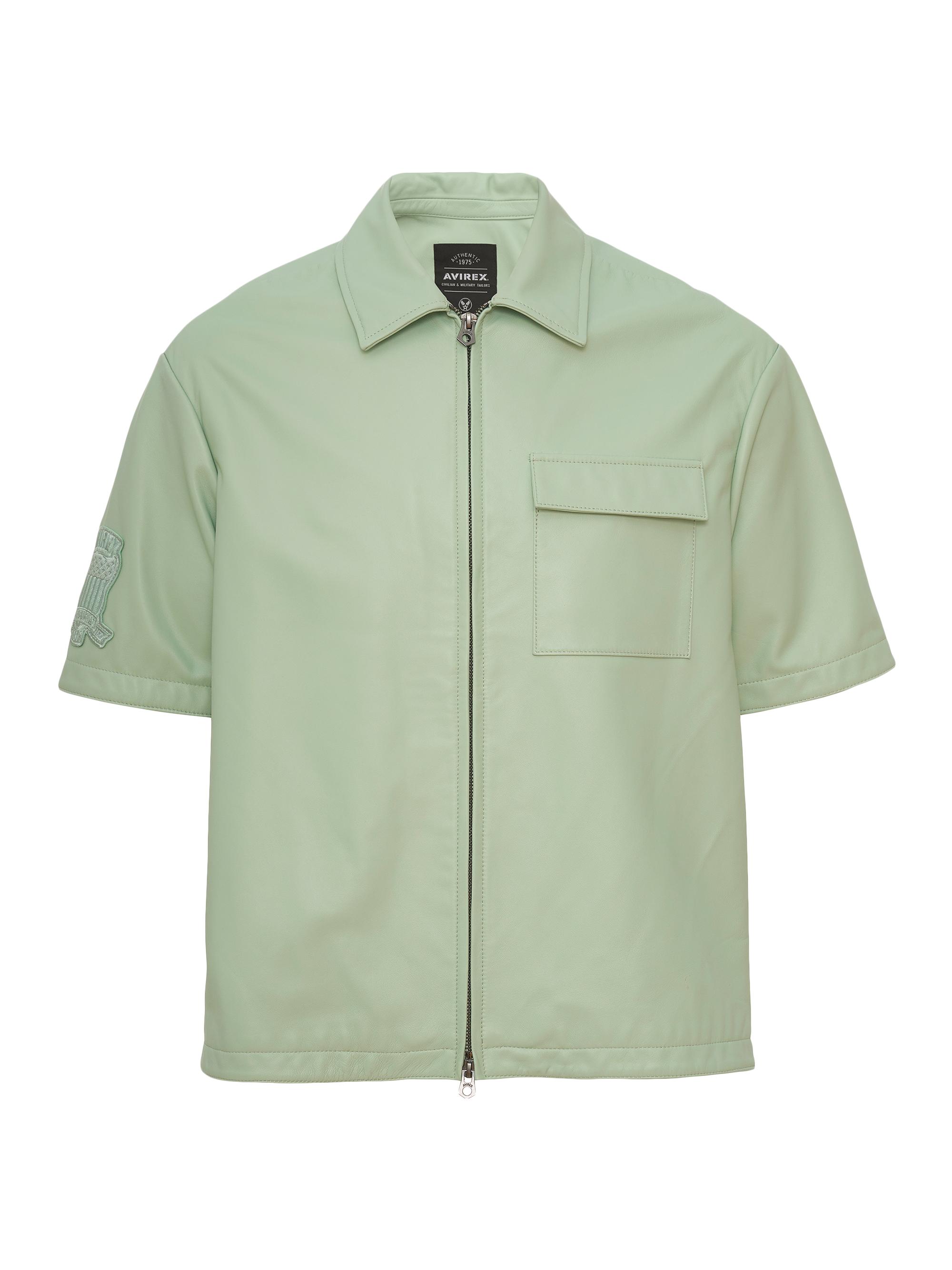 Avirex Men's Nappa Leather Shirt Jacket - Sea Foam