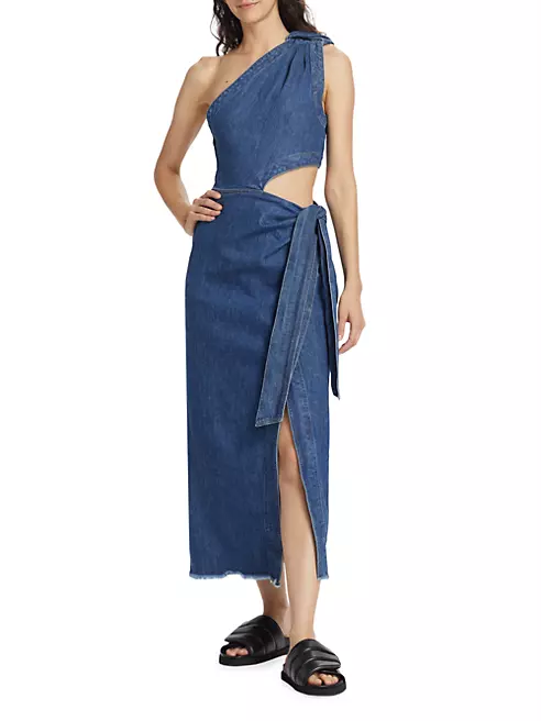 Chanel Size 40 Navy Blue Suede Sleeveless Back Zip Asymmetric Hem Midi Dress