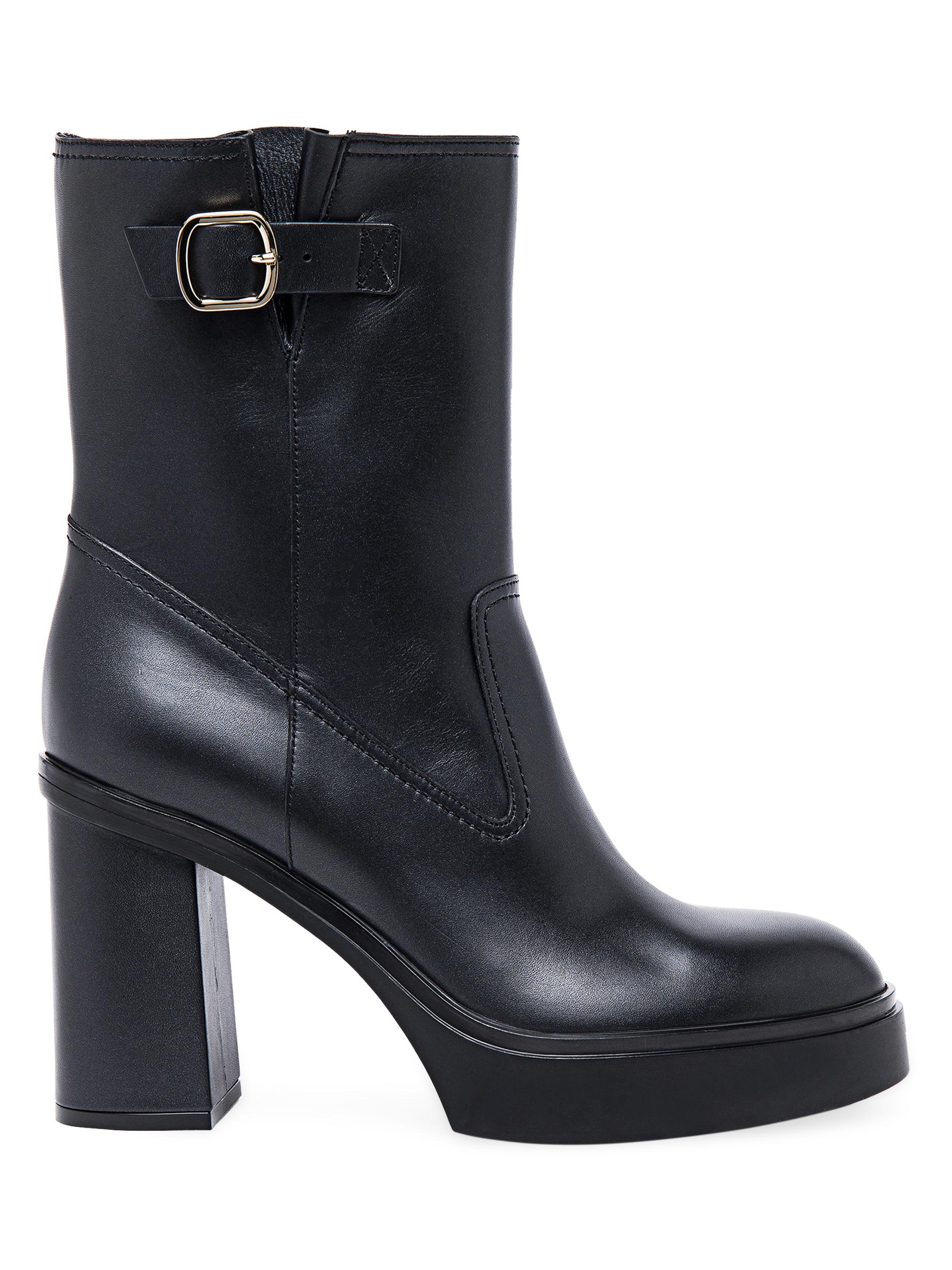 Santoni Women's Libra 75MM Leather Boots - Black