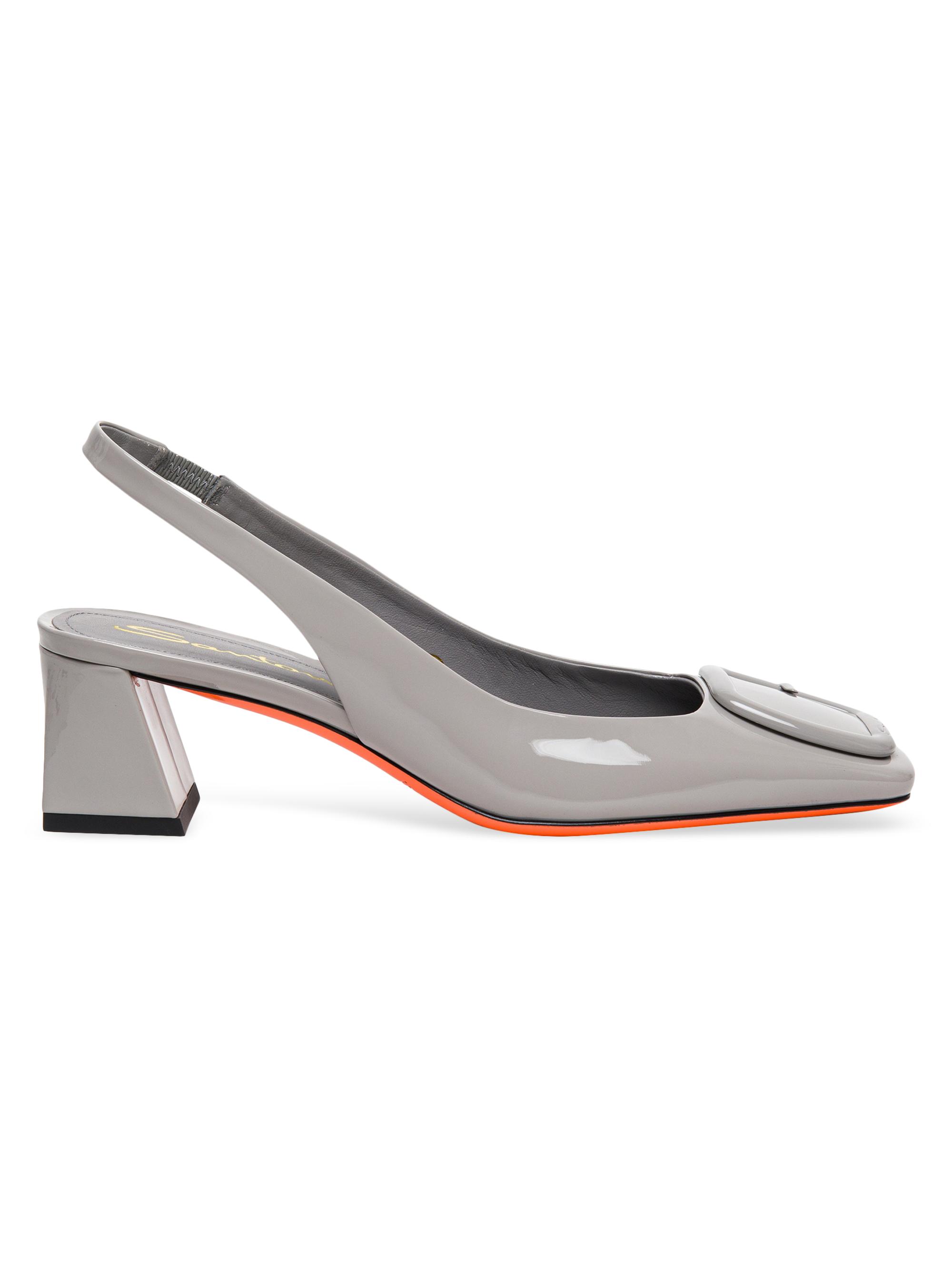 Santoni Women's 50MM Buckle Patent Leather Slingback Pumps - Grey