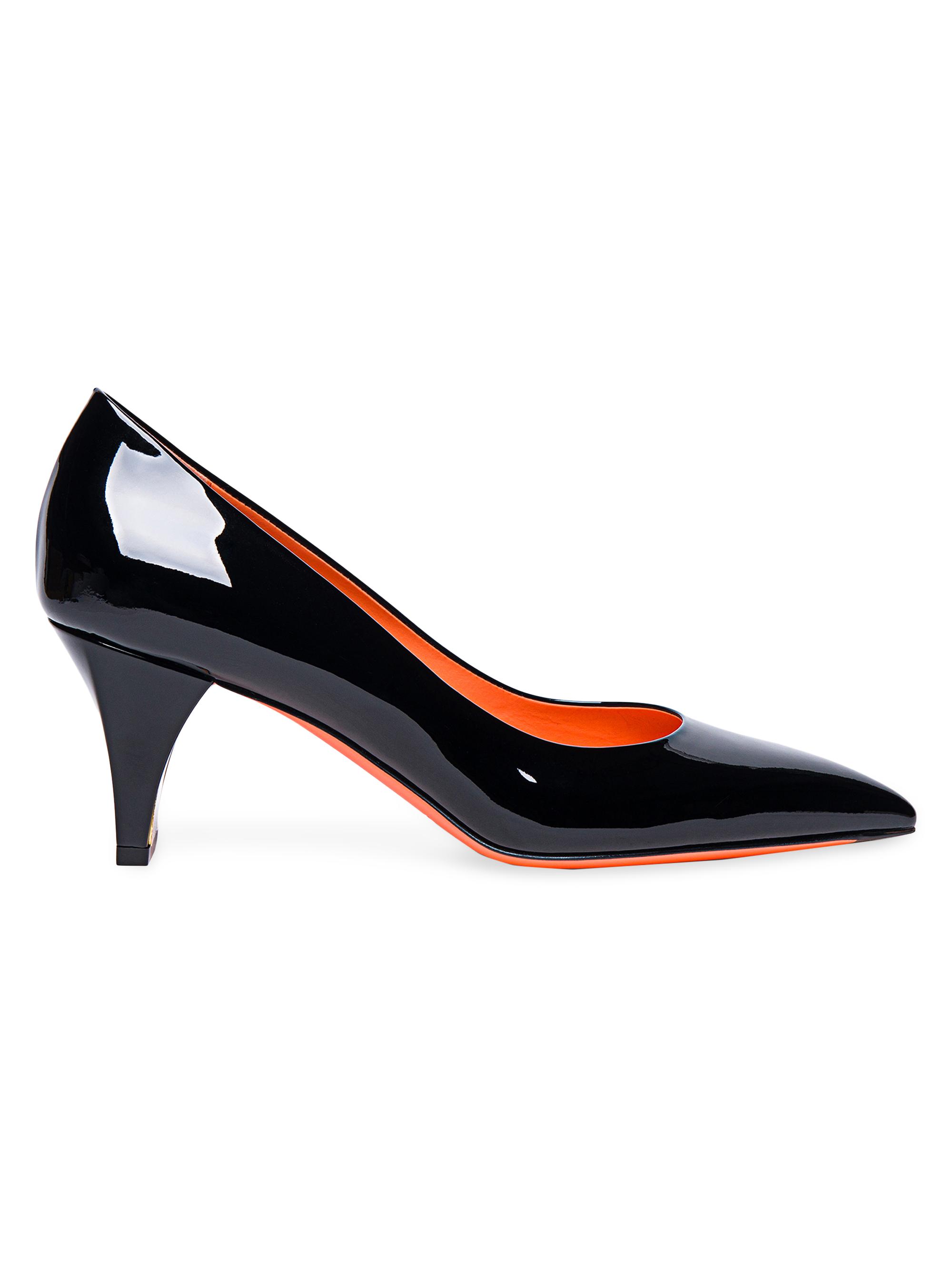 Santoni Women's Delfica 65MM Patent Leather Kitten Heel Pumps - Black