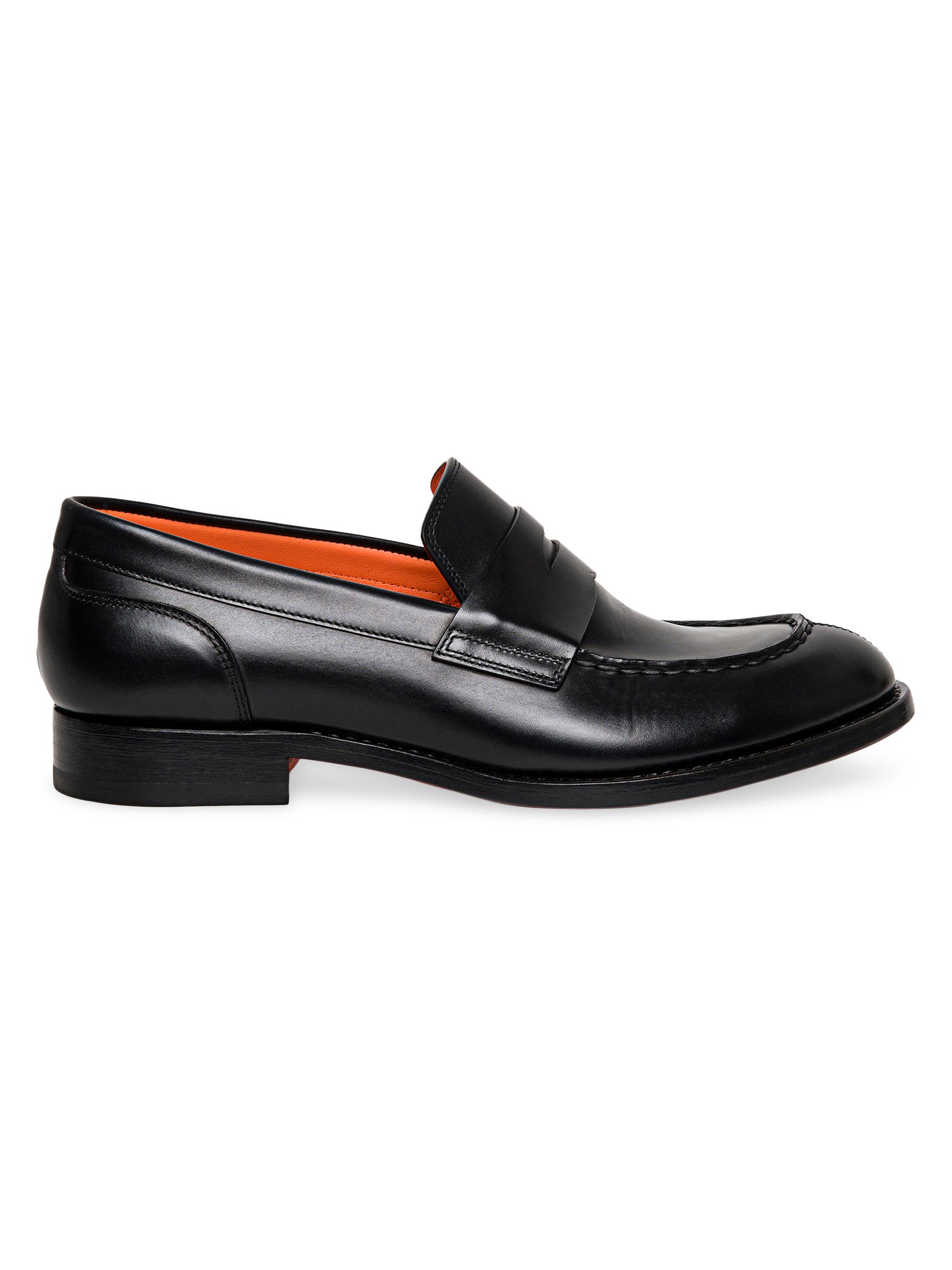 Santoni leather penny loafers - Black