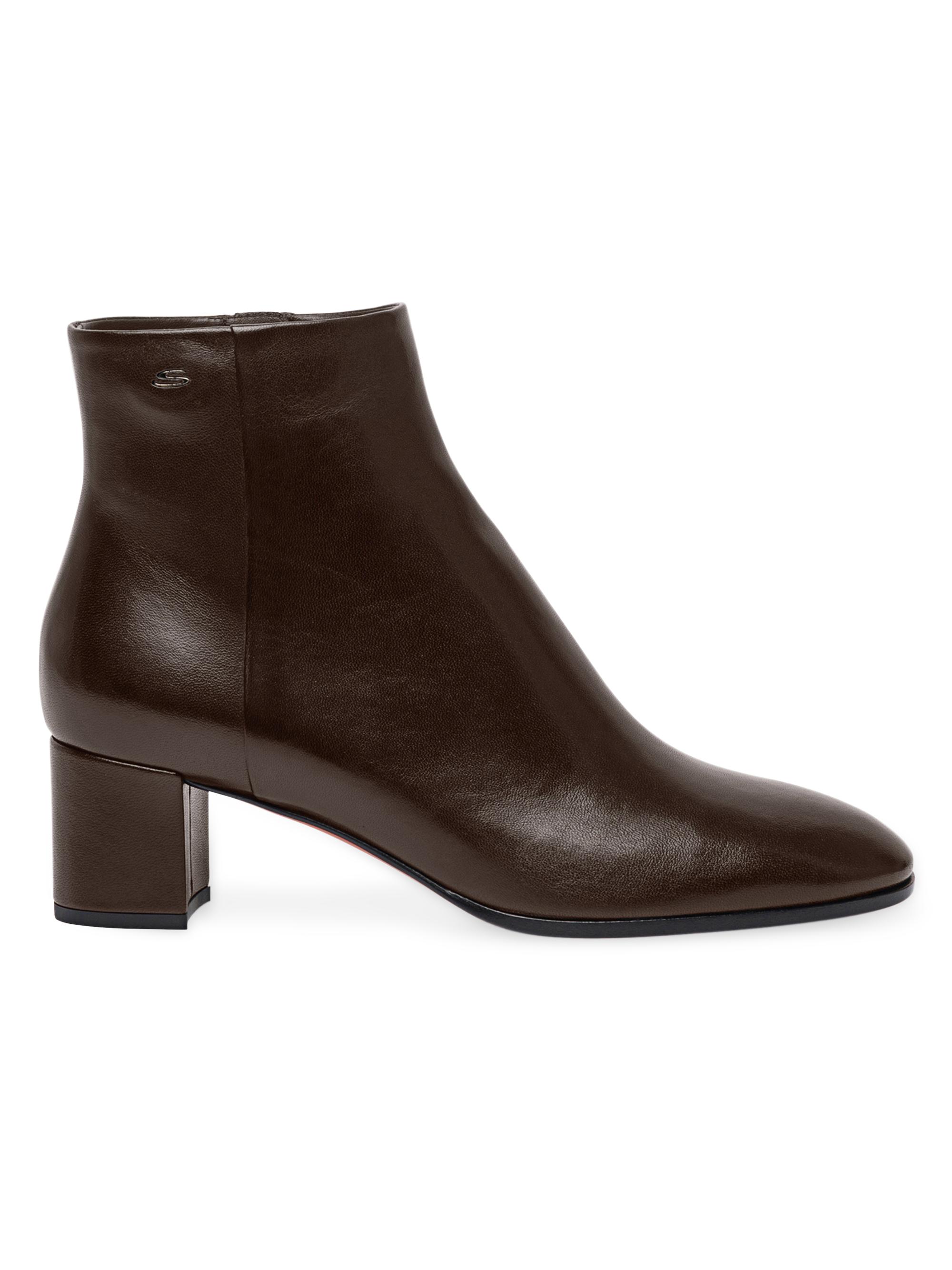 Santoni Women's Halfrida 50MM Suede Booties - Dark Brown
