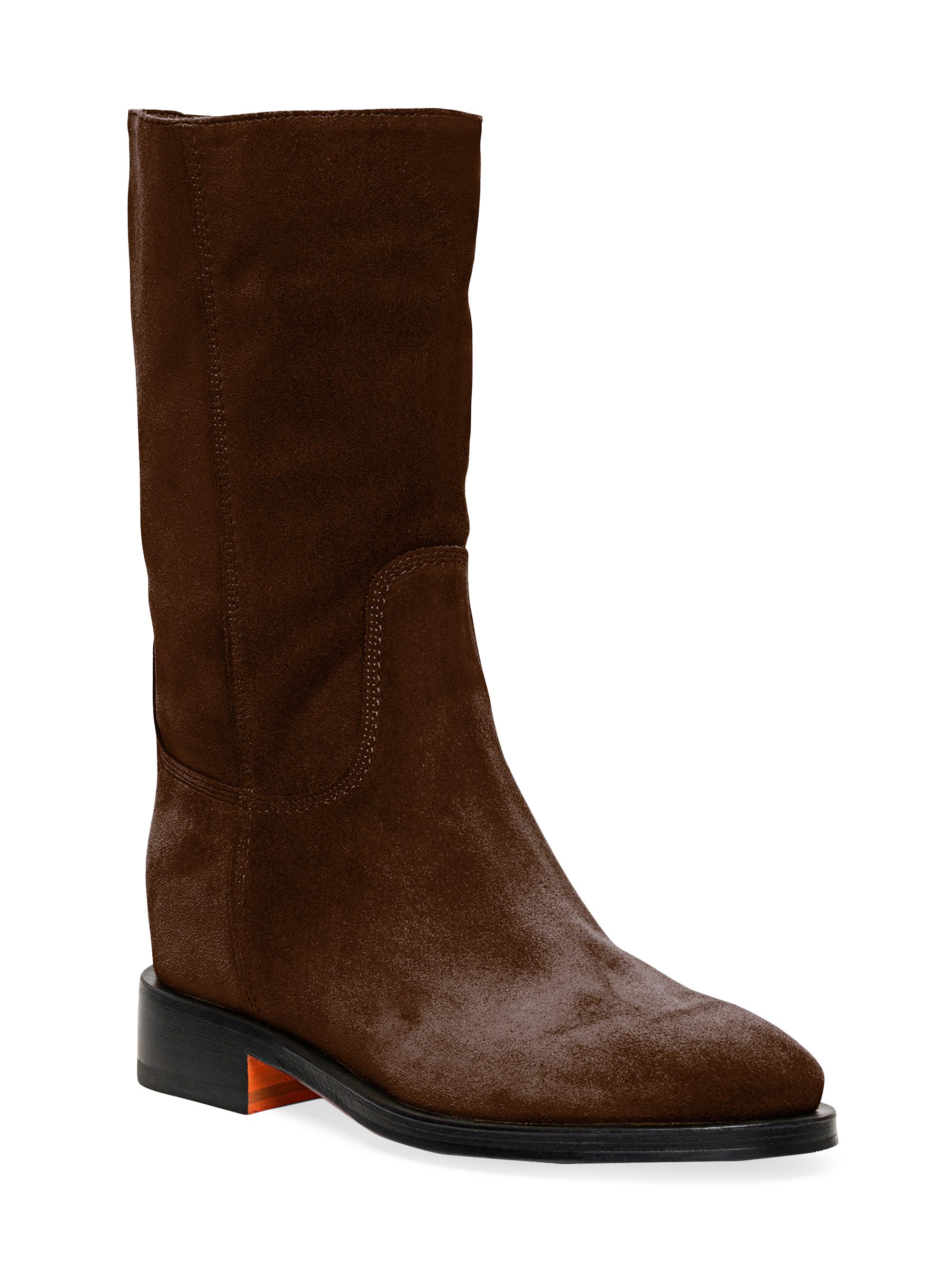 Santoni Suede Mid Calf Boots Saks Fifth Avenue