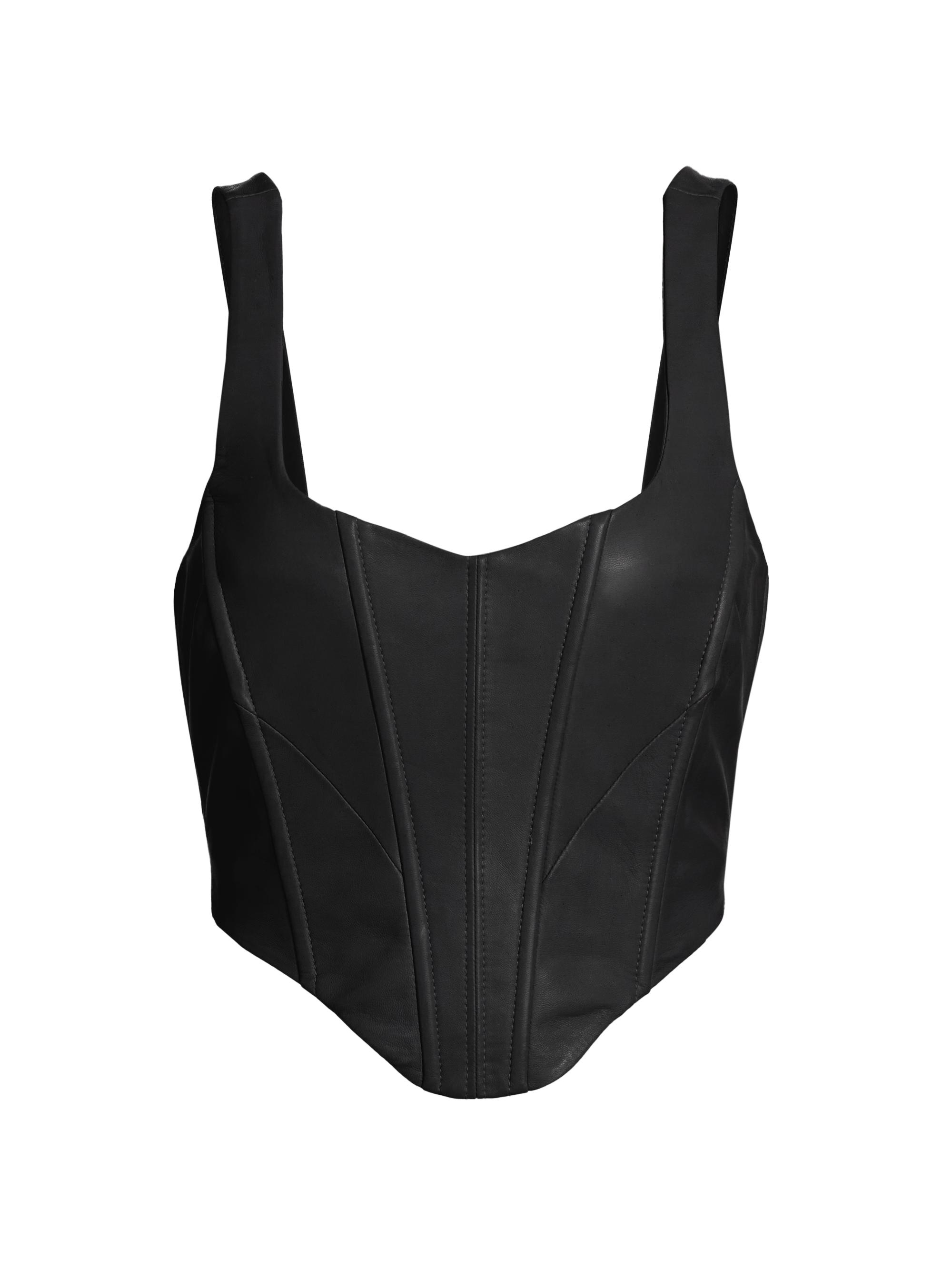 Lamarque Women's Tabia Leather Corset Crop Top - Black