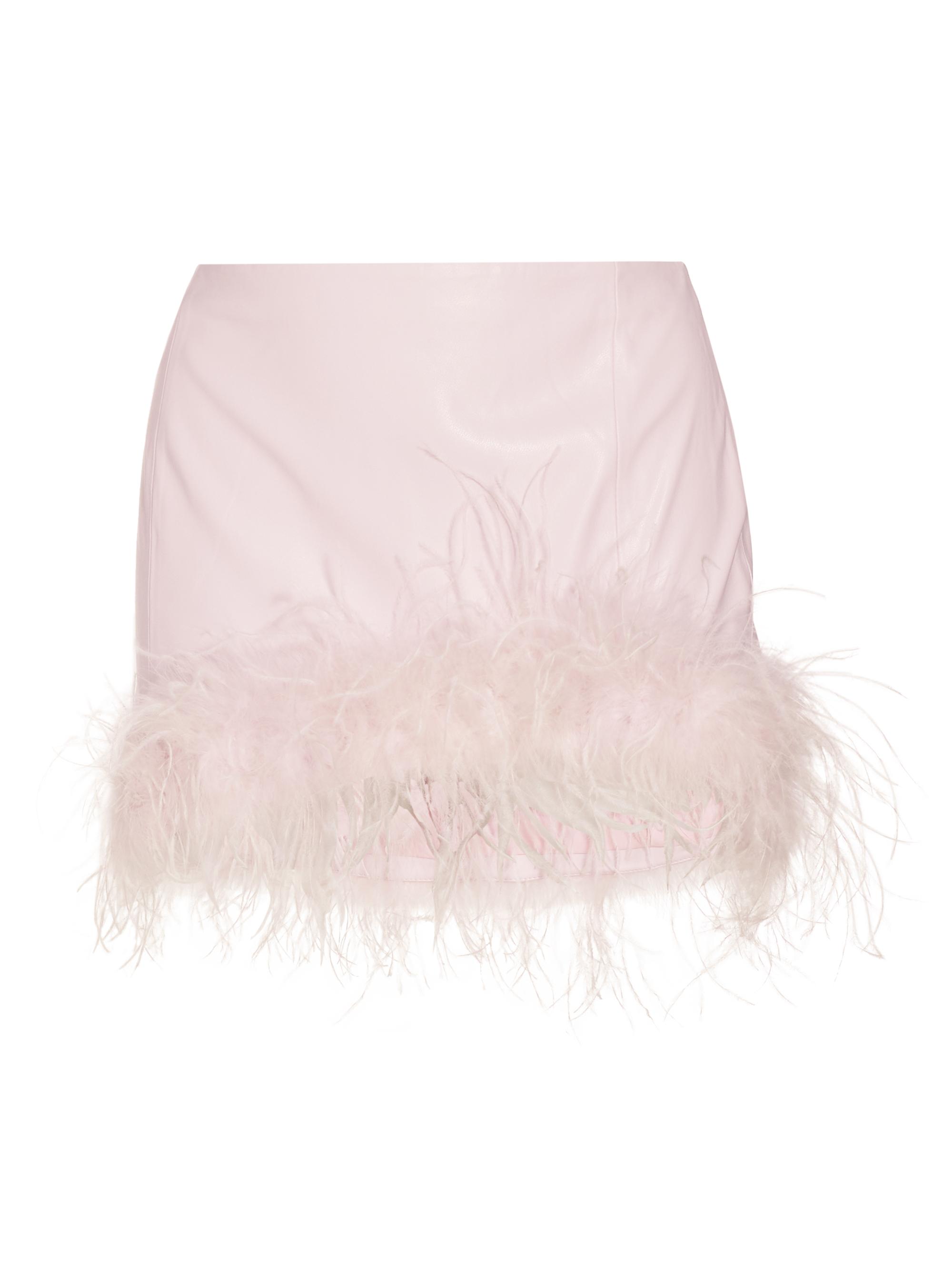 Lamarque Women's Magnolia Feather-Trim Faux Leather Miniskirt - Pink Parasol