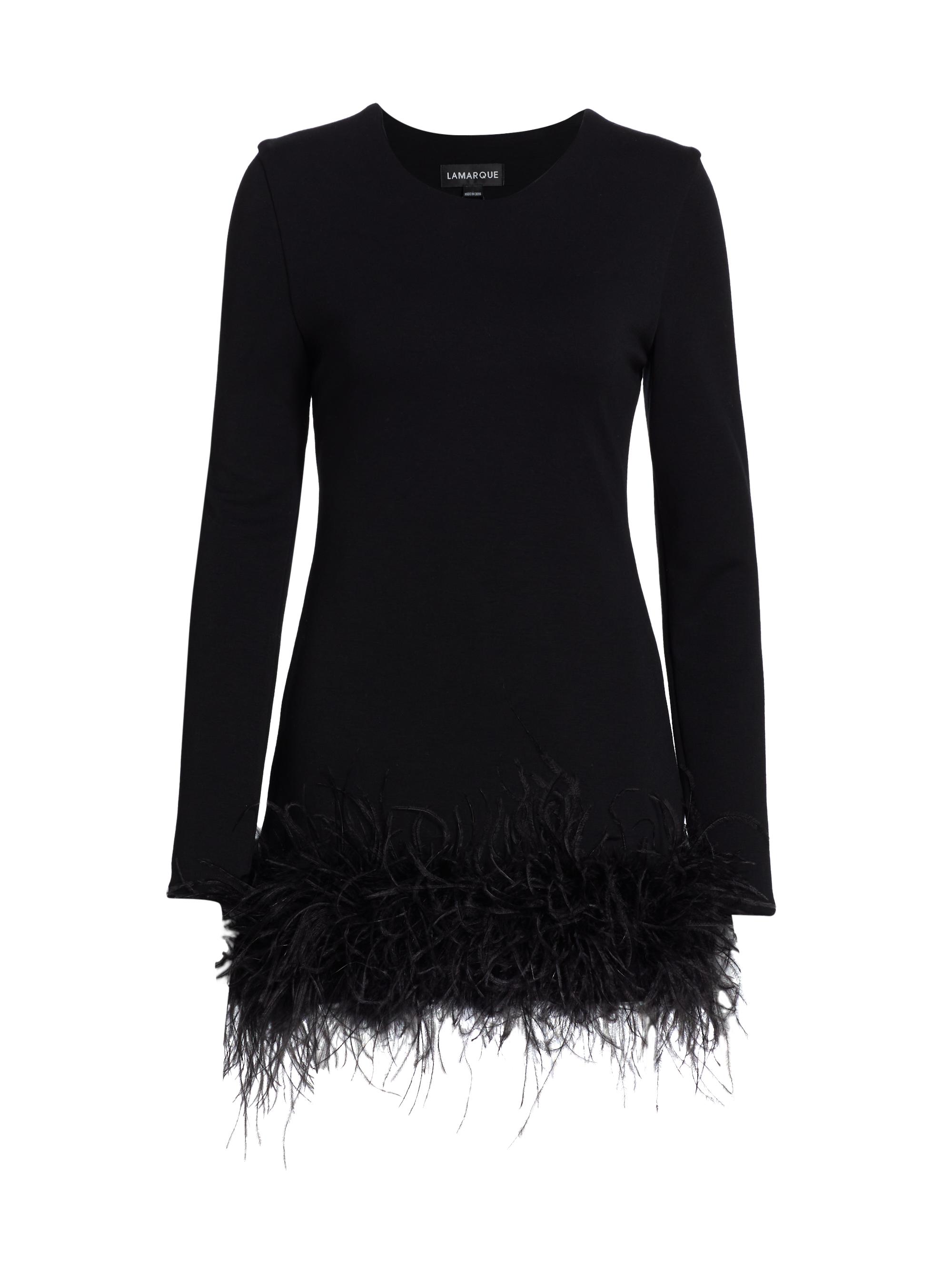 Lamarque Bahira Feather-Trim Minidress | Saks Fifth Avenue