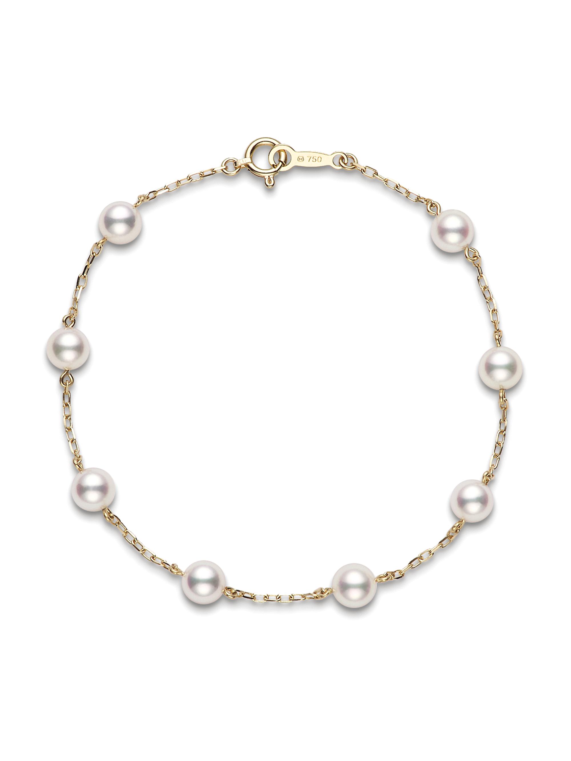 Mikimoto Women's 18K Yellow Gold & 5.5-6MM Cultured Akoya Pearl Station Bracelet - Gold