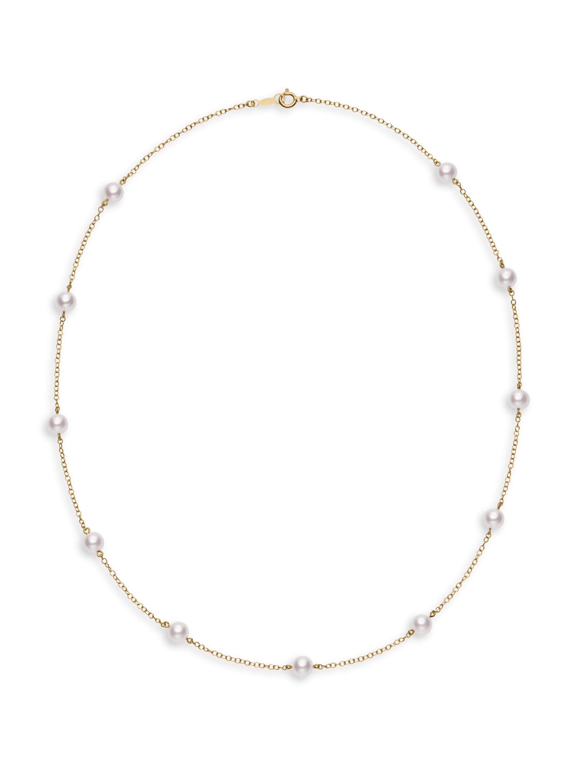Mikimoto Women's 18K Yellow Gold & 6MM Cultured Akoya Pearl Station Necklace - Gold