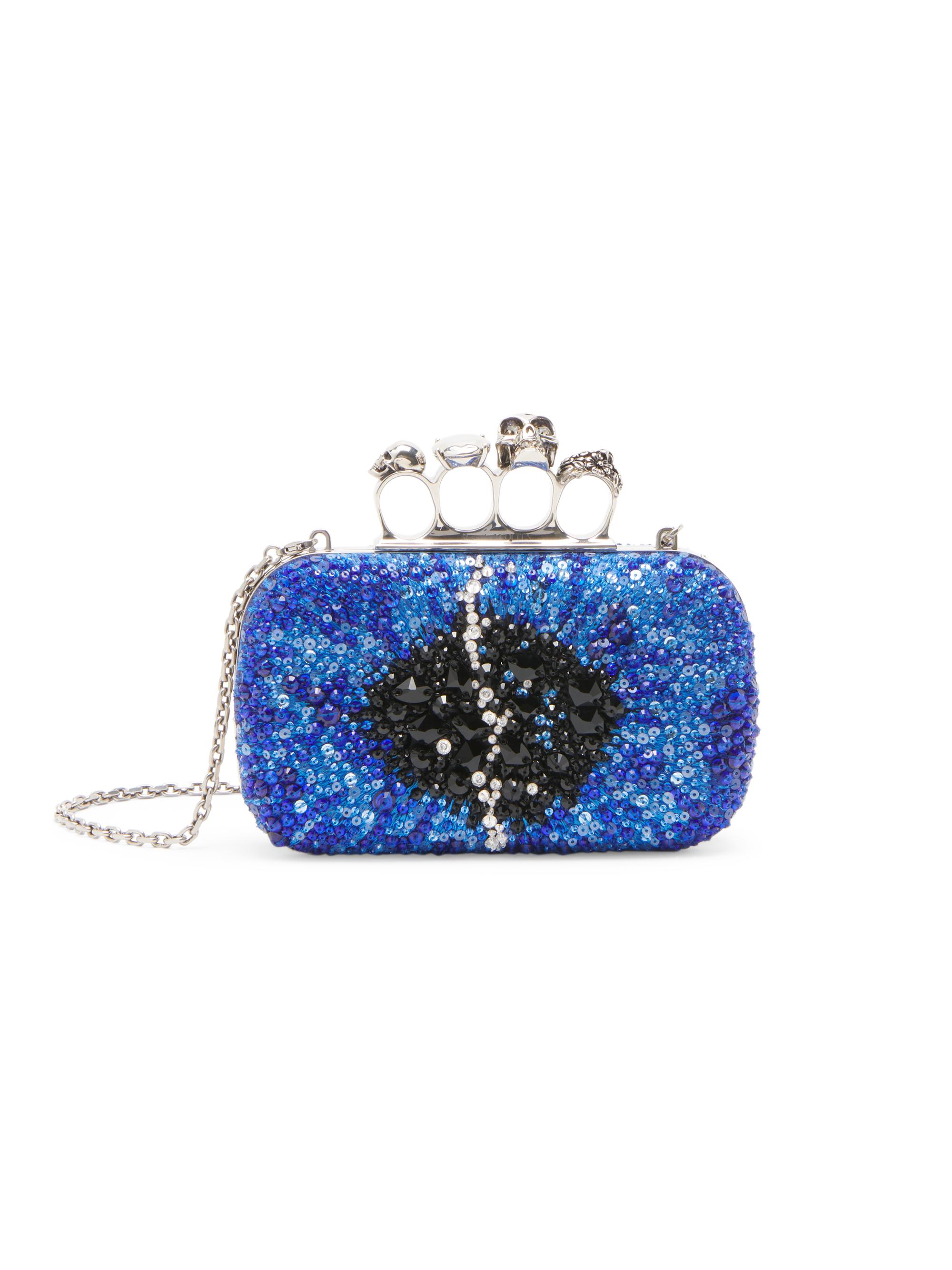 McQueen Women's Iris Eye Embroidered Box Clutch - Blue