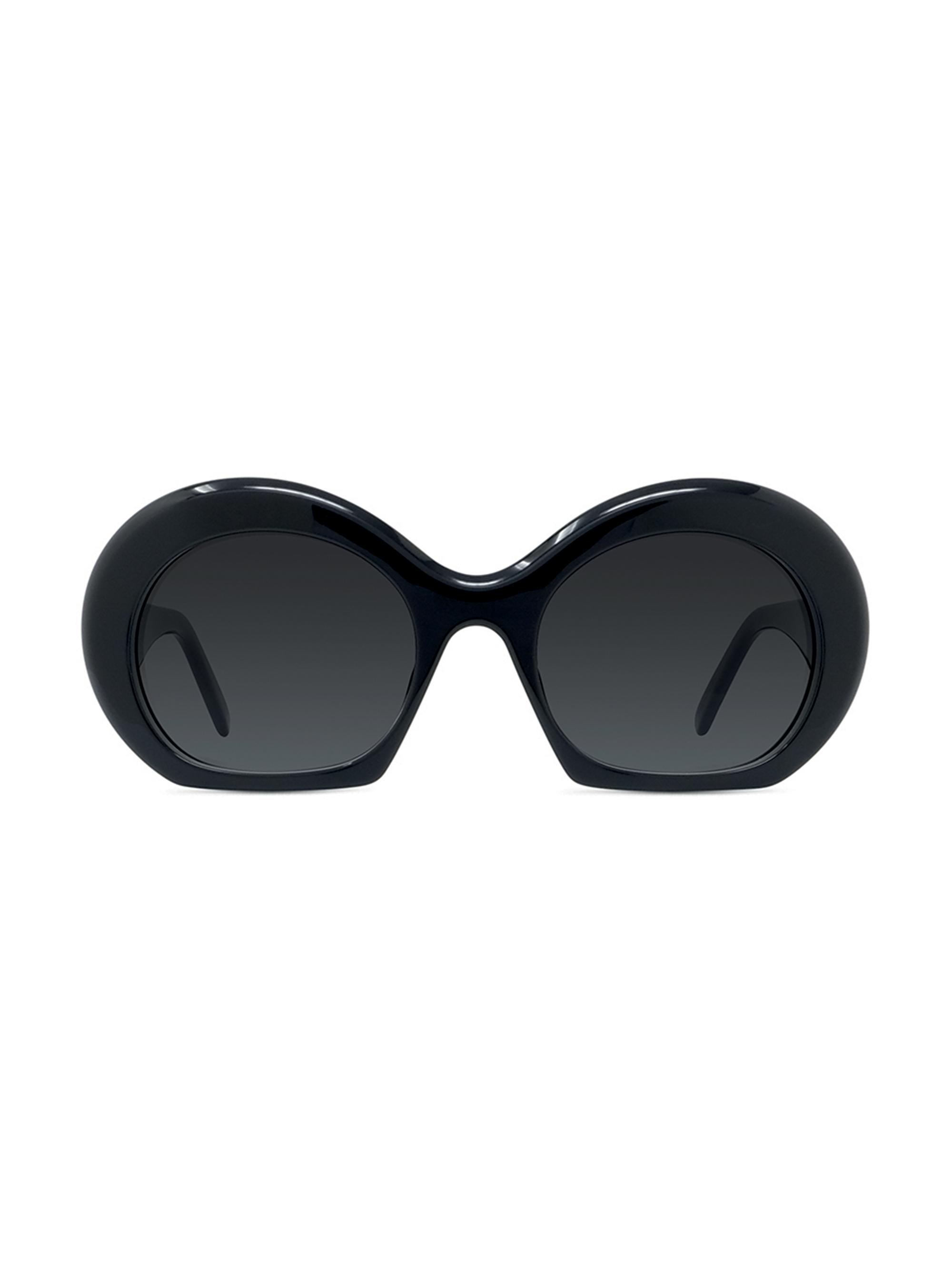 LOEWE Women's New Branding Signature 54MM Round Sunglasses - Shiny Black Gradient Smoke