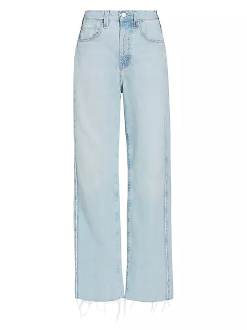 Louis Vuitton LV by The Pool Frayed Hem Straight-Cut Jeans, Blue, 40