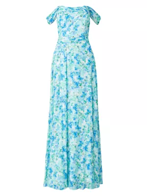 Shoshanna Women's Whitley Off-The-Shoulder Gown - Blue Multi - Women's Clothing