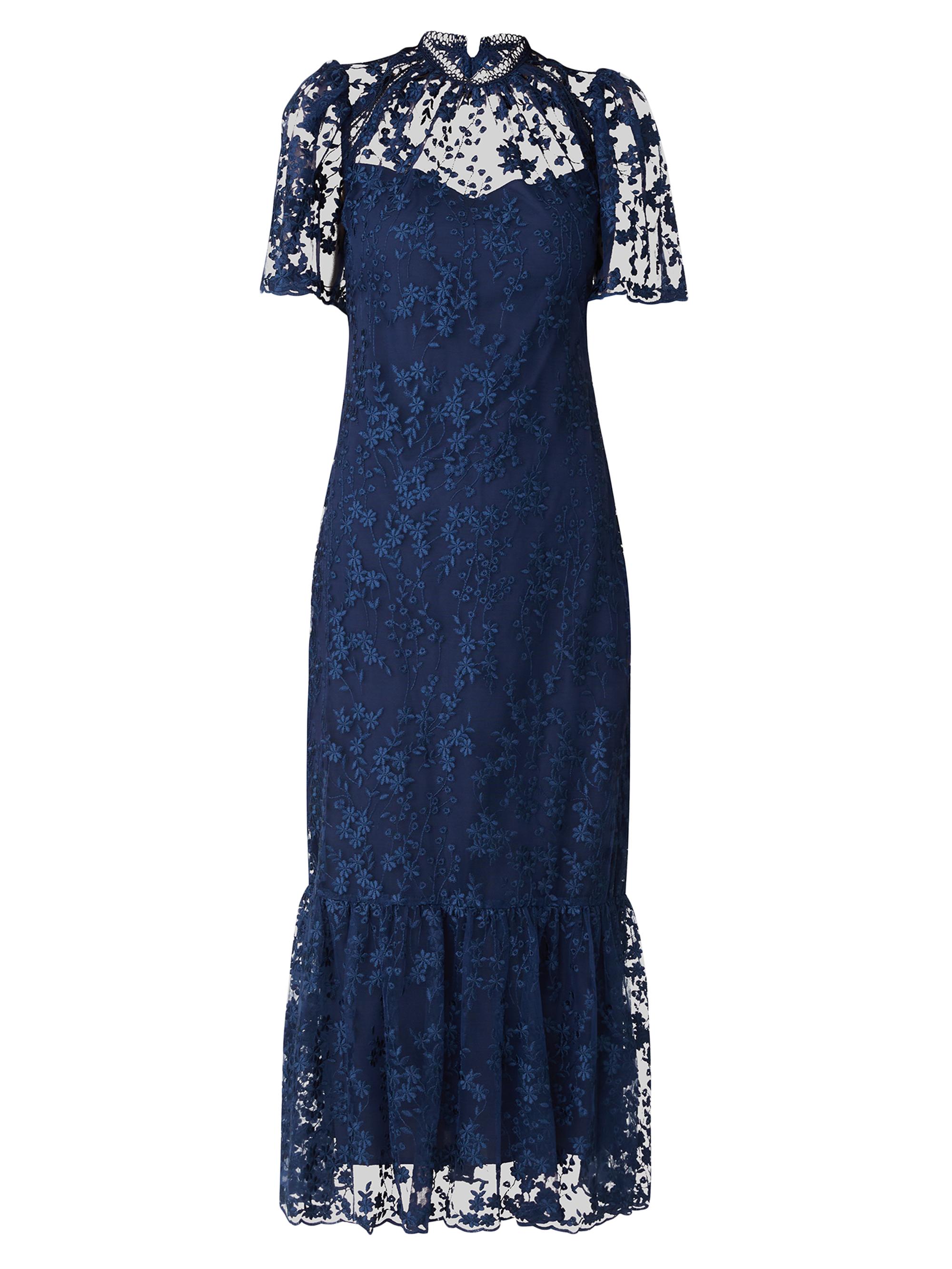 Shoshanna Women's Martine Floral Lace Midi-Dress - Navy