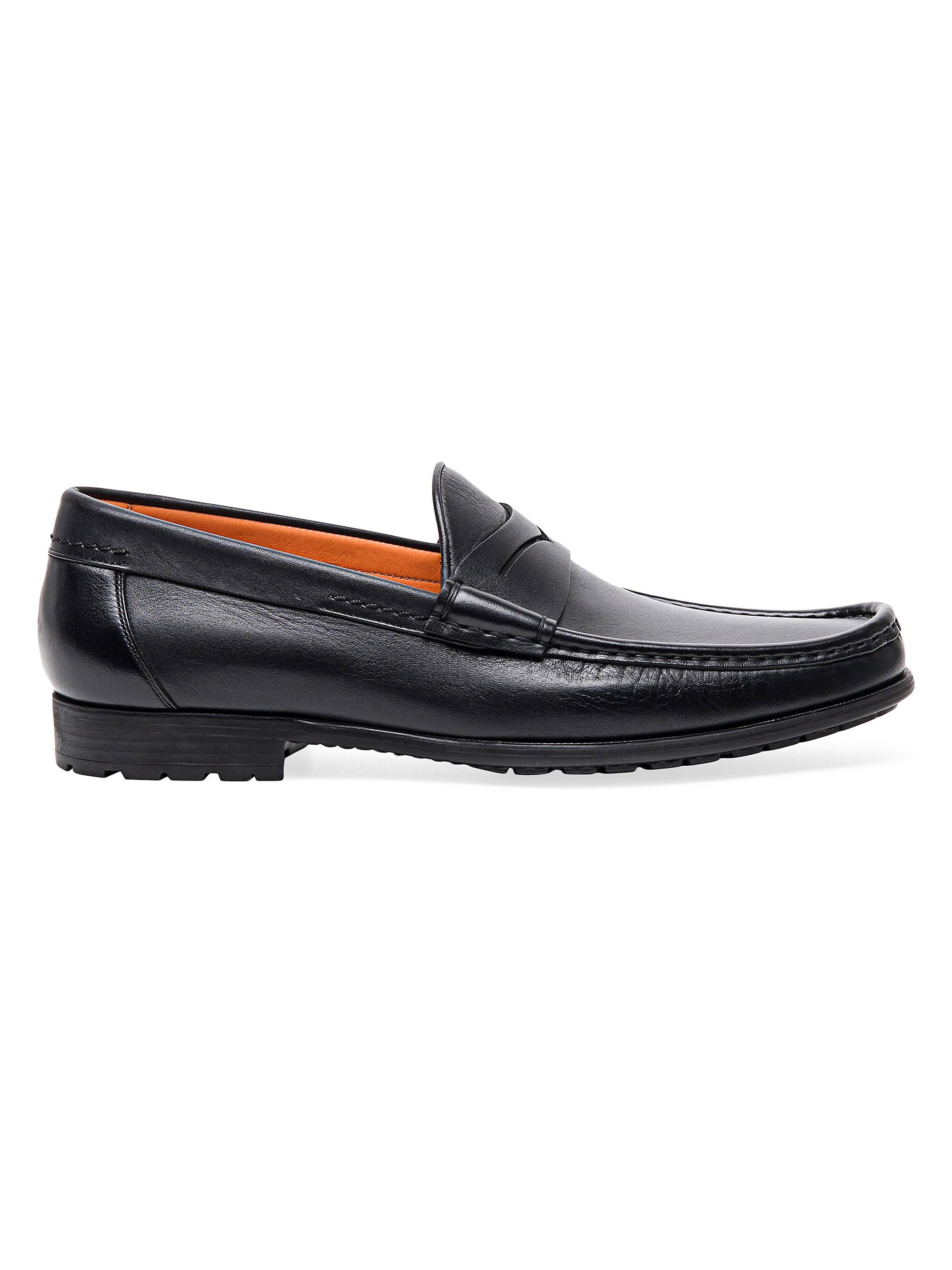 Santoni Men's Ascott Mini Lug Sole Leather Loafers - Black