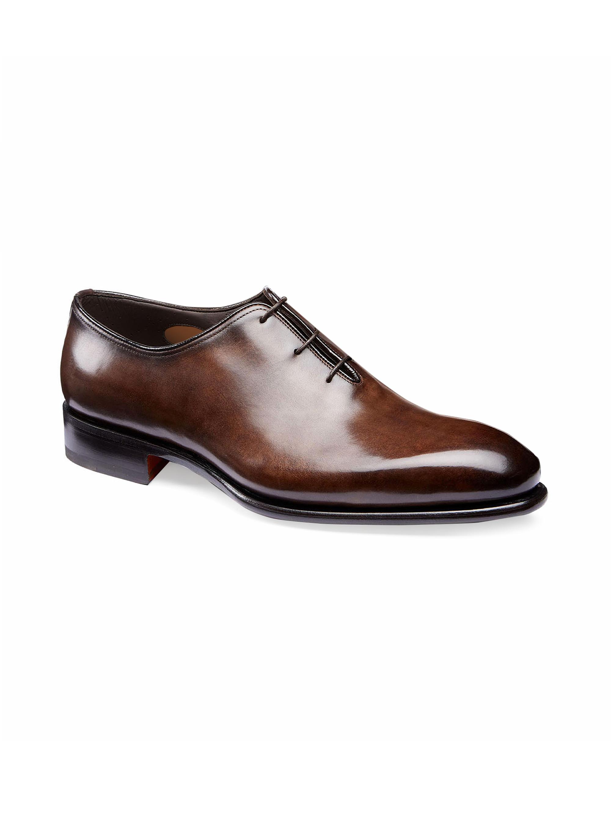 Santoni Polished Leather Wholecut Oxfords | Saks Fifth Avenue